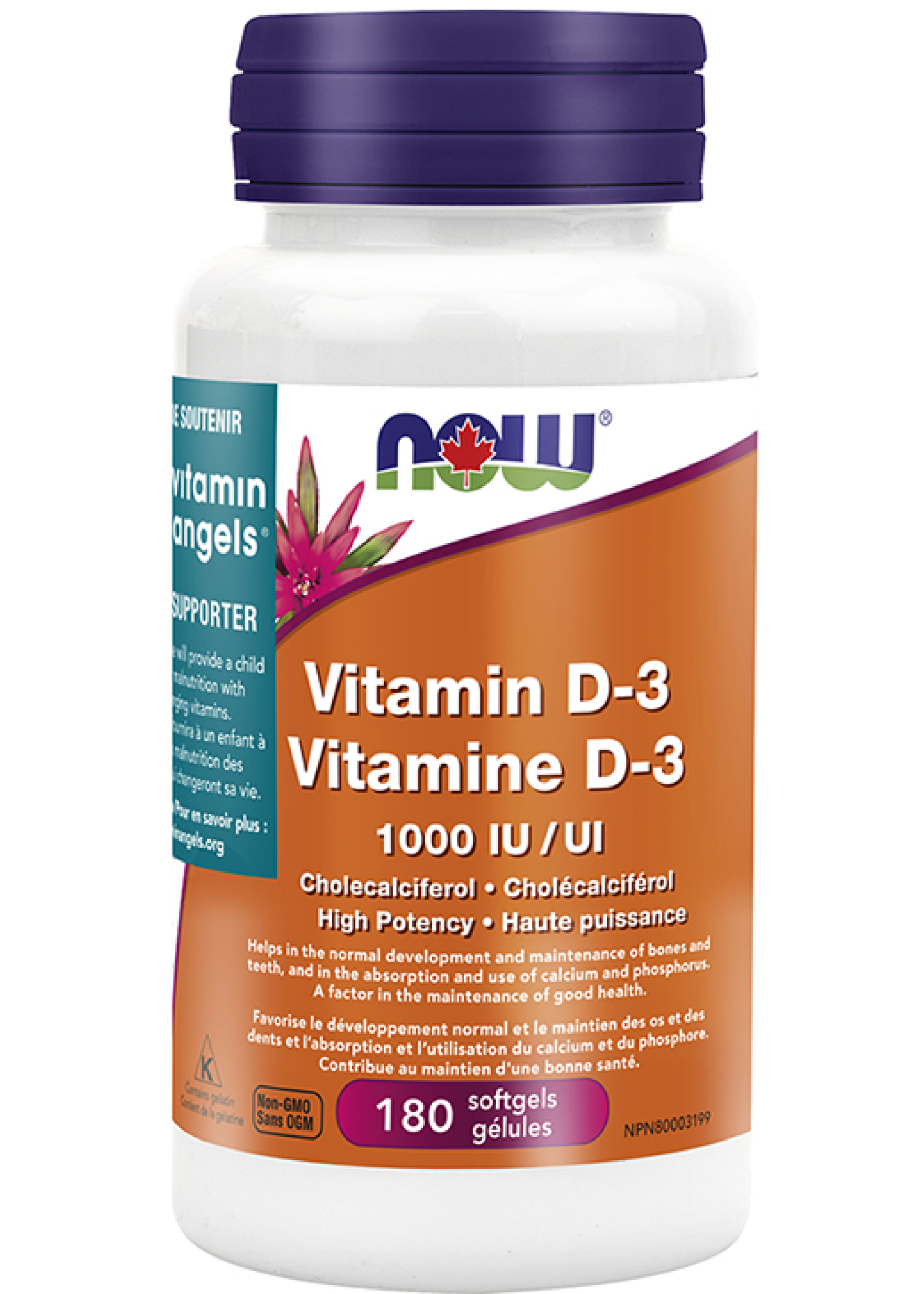 Now Now Vitamin D3 1000IU 180caps - Thank you for Supporting the Vitamin Angels Charity!
