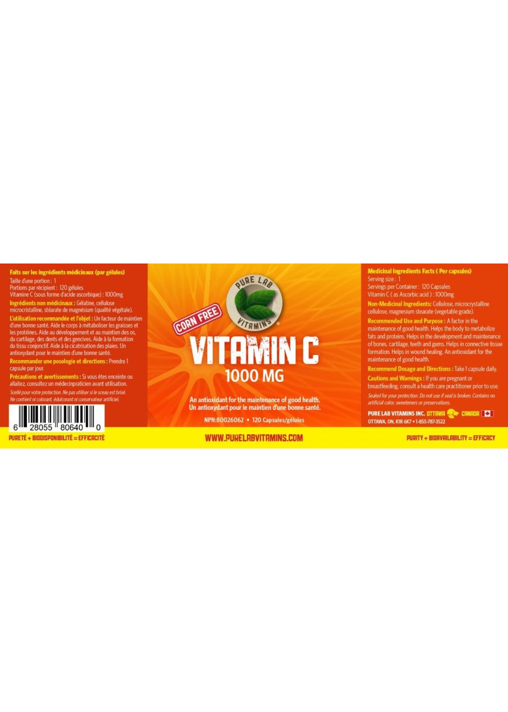 Pure lab Pure Lab Vitamins Vitamin C 1000mg 120 Veg Capsules