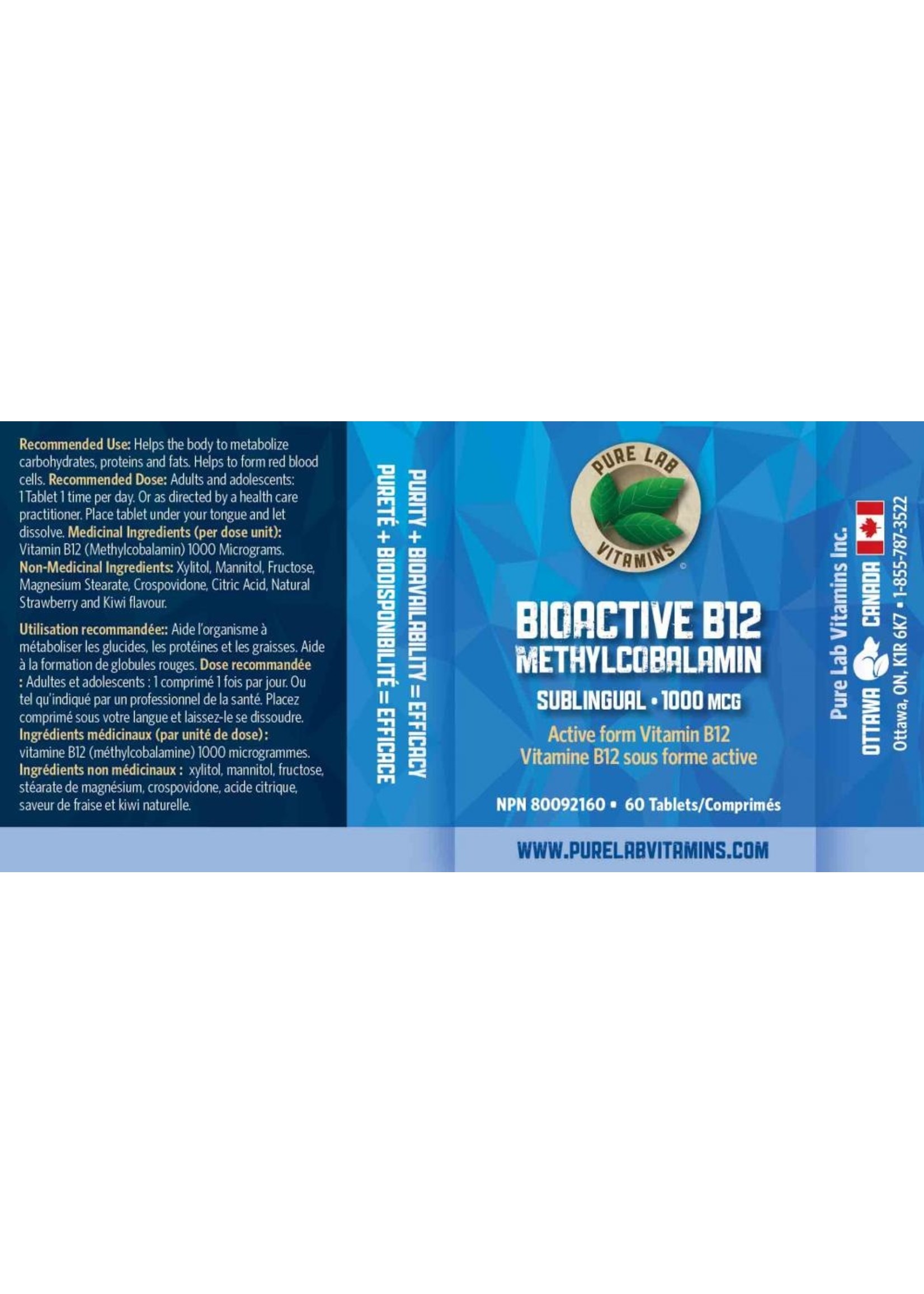 Pure lab Pure Lab Vitamins Bioactive B12 1000mcg Sublingual 90 Tablets