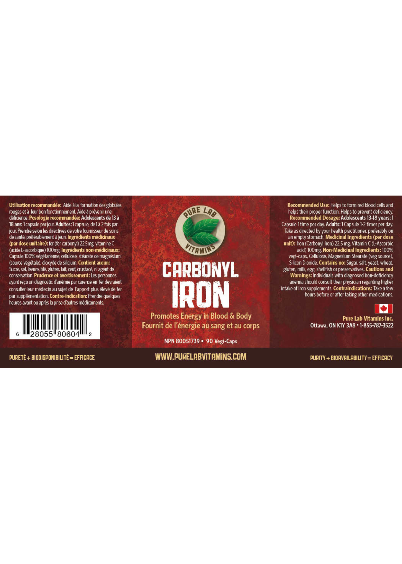 Pure lab Pure Lab Vitamins Carbonyl Iron 22.5mg 90 Veg Capsules