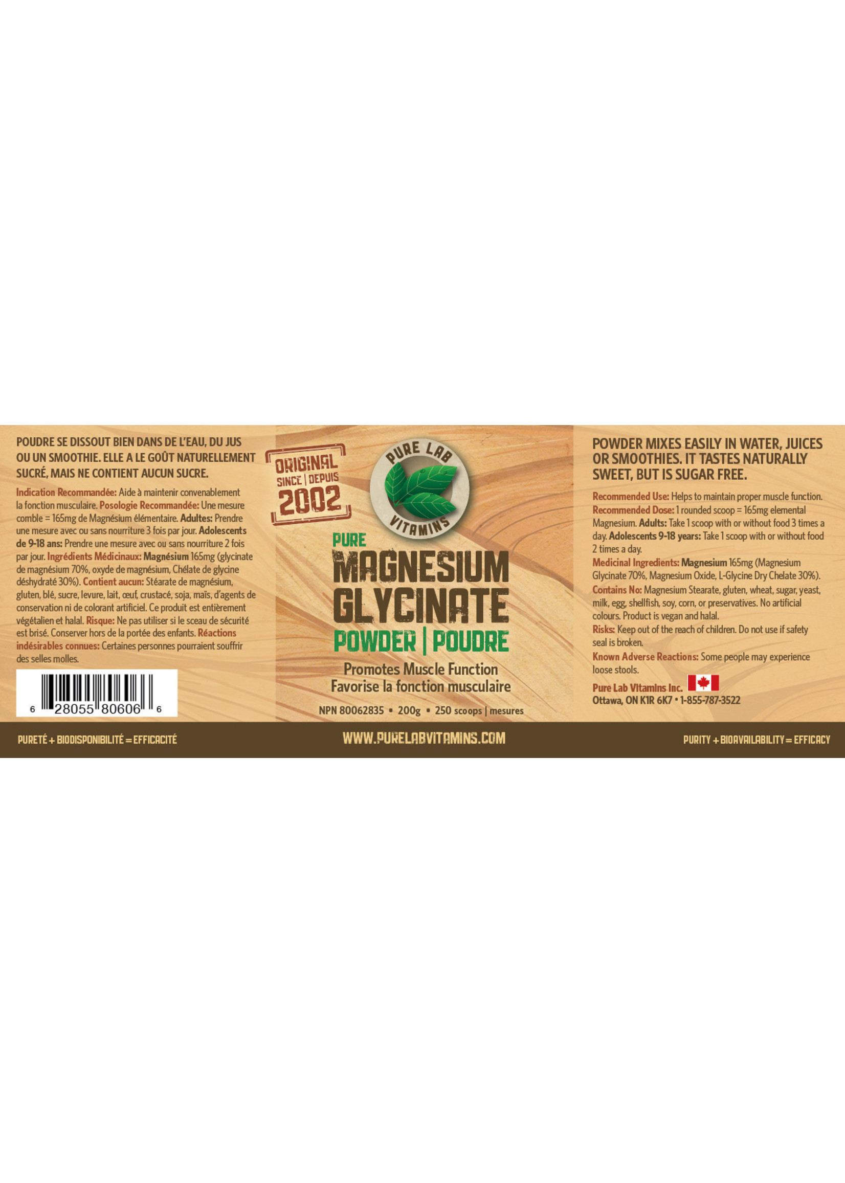 Pure lab Pure Lab Vitamins Magnesium Glycinate Powder 200g