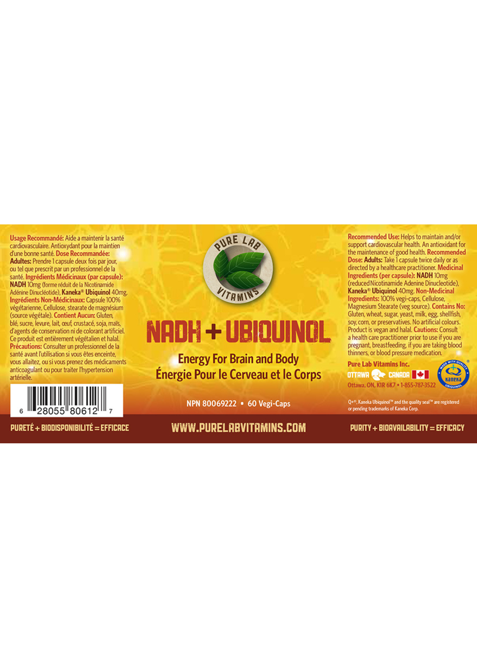 Pure lab Pure Lab Vitamins NADH+Ubiquinol 60 Veg Capsules