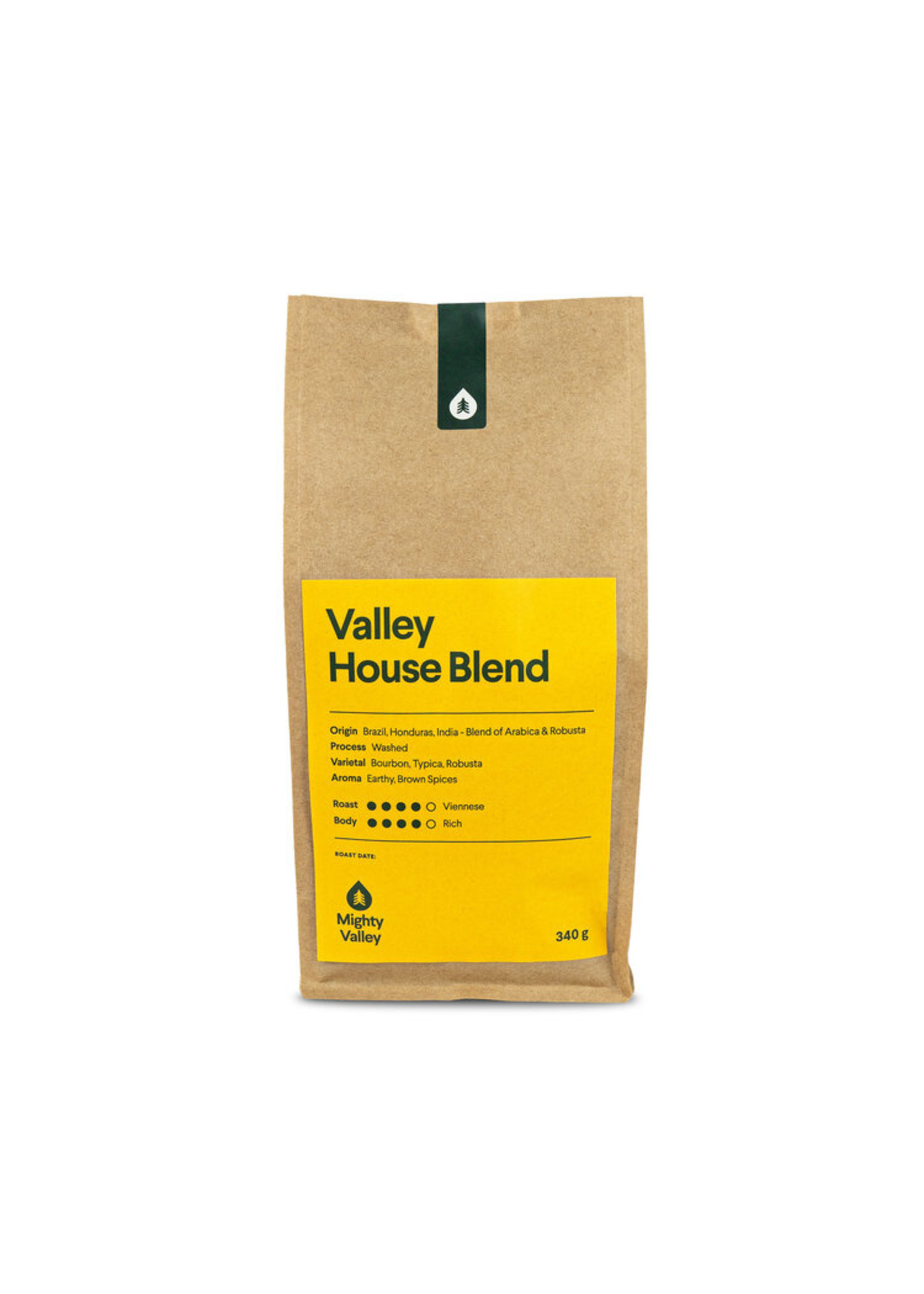 Mighty Valley Mighty Valley Whole Bean Coffee Valley House Blend 340g