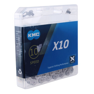 KMC X10 NICKEL PLATE & BLACK 10 SPEED CHAIN