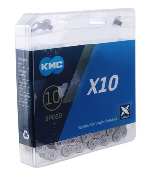 KMC X10 NICKEL PLATE & BLACK 10 SPEED CHAIN