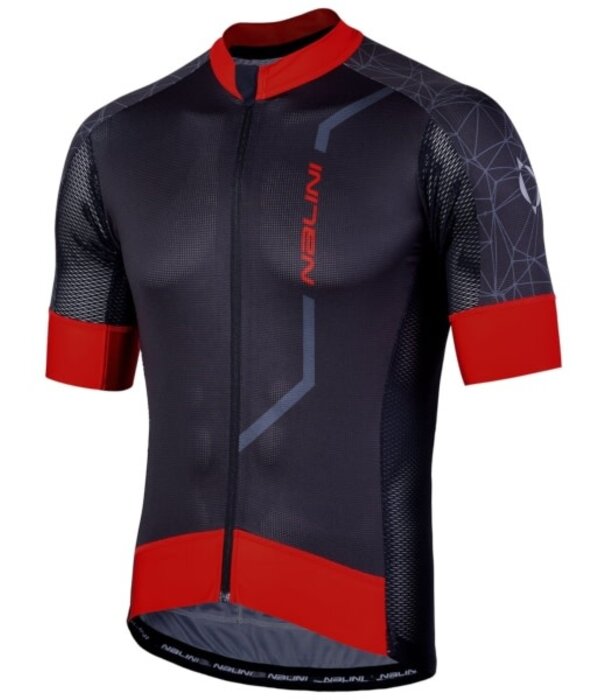 NALINI AIS Velocita 2.0 Short Sleeve Jersey, Black/Red, L