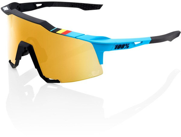 100% SpeedCraft Sunglasses - BWR Blk - Soft Gold Mirror Lens