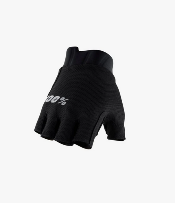 100% Exceeda Gel Short Finger Road Gloves, Black, Medium