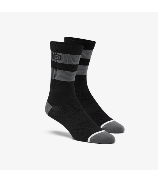 100% Flow Performance Socks, S/M, Black/Grey