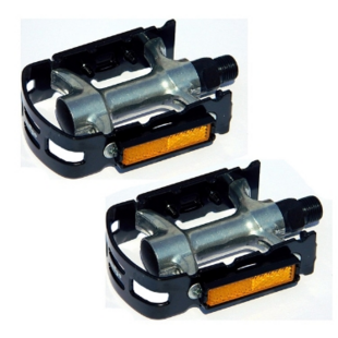 Pedales plateforme R-12, axe Cr-Mo, noir/argent