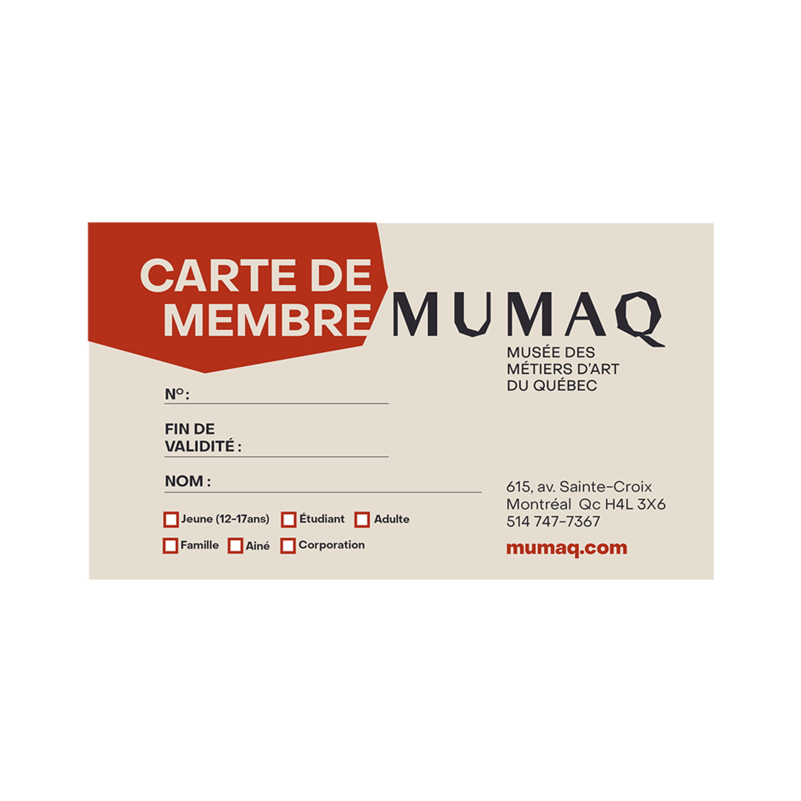 Carte de membre Adulte - 2 ans