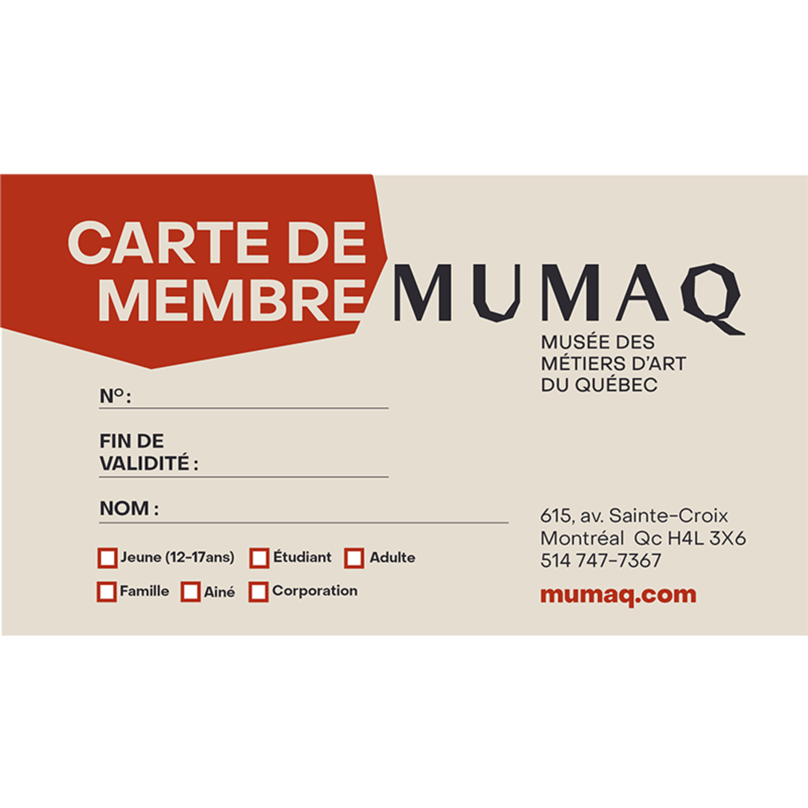 Carte de membre 1 an - aîné