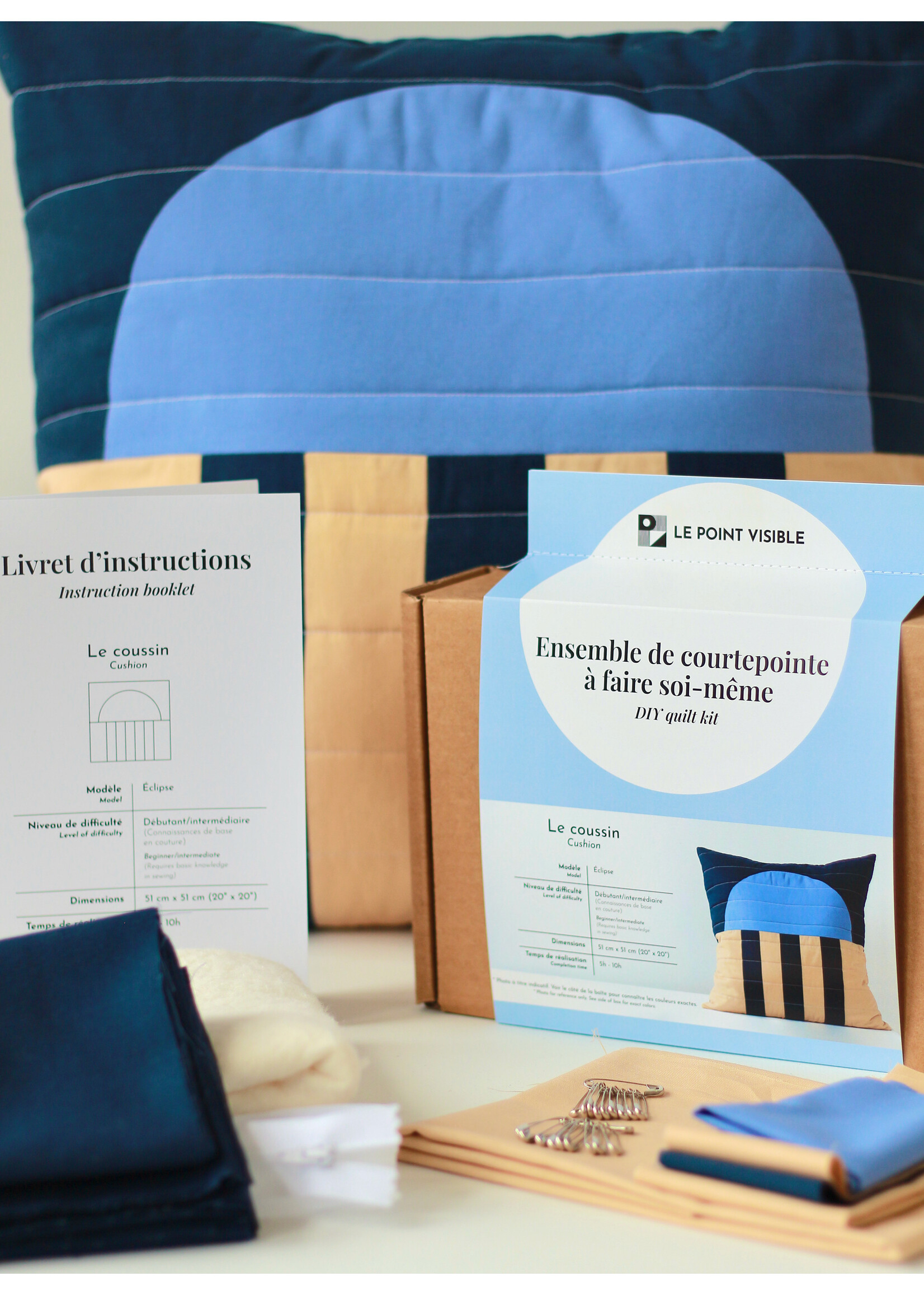 Le point visible DIY Quilt Kit - Peach, gold, and blue