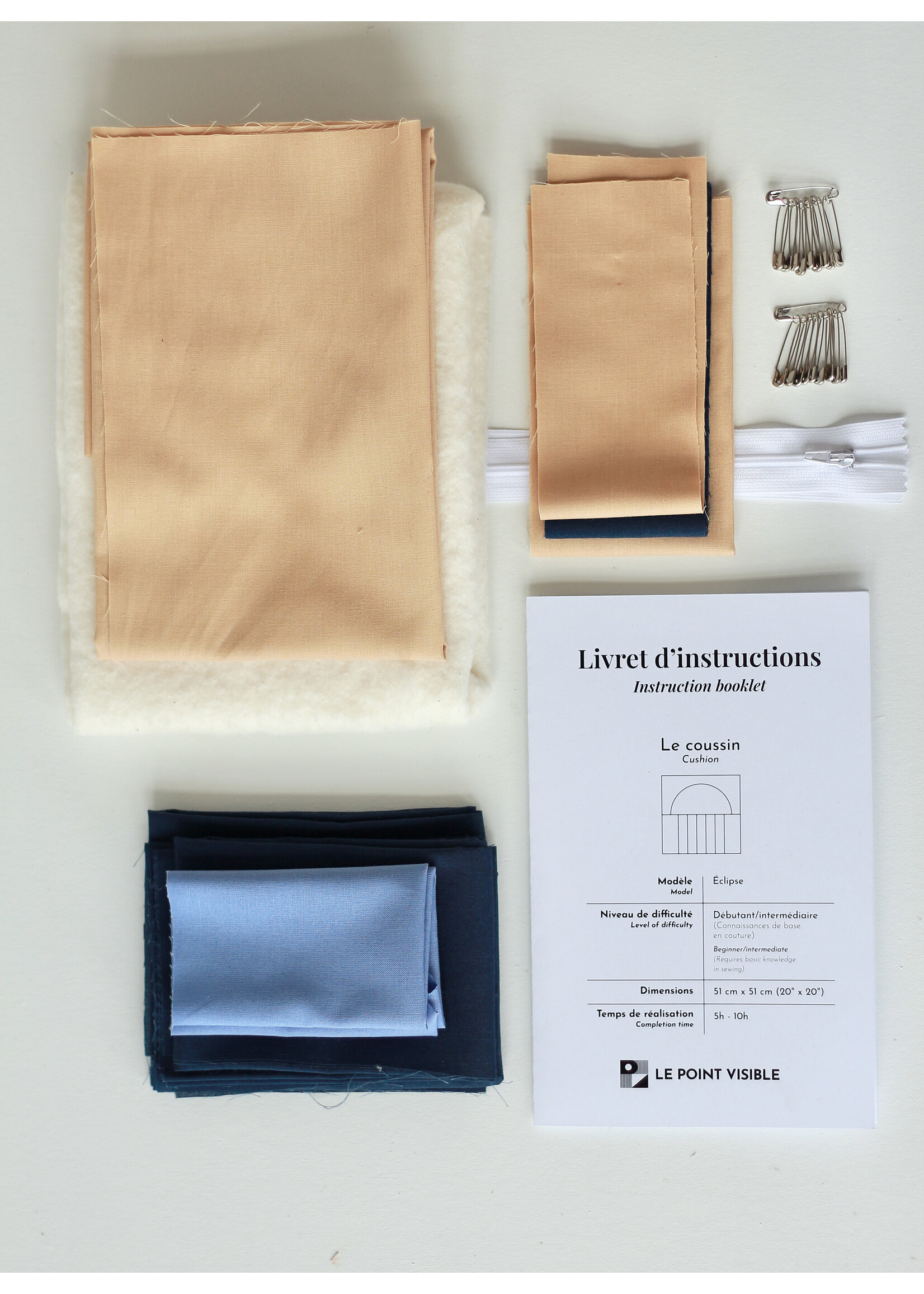 Le point visible DIY Quilt Kit - Peach, gold, and blue