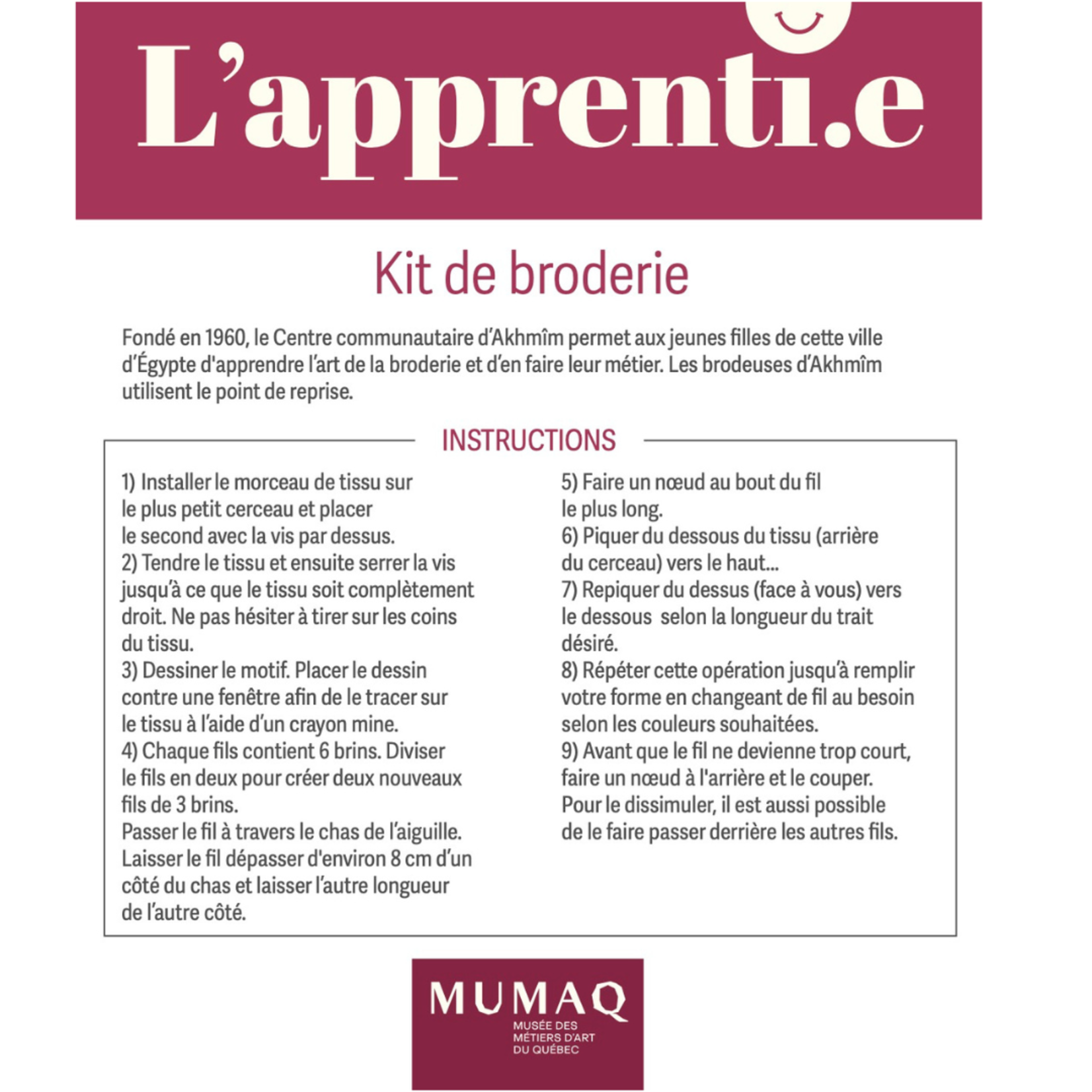 Kit de broderie - L'apprenti.e