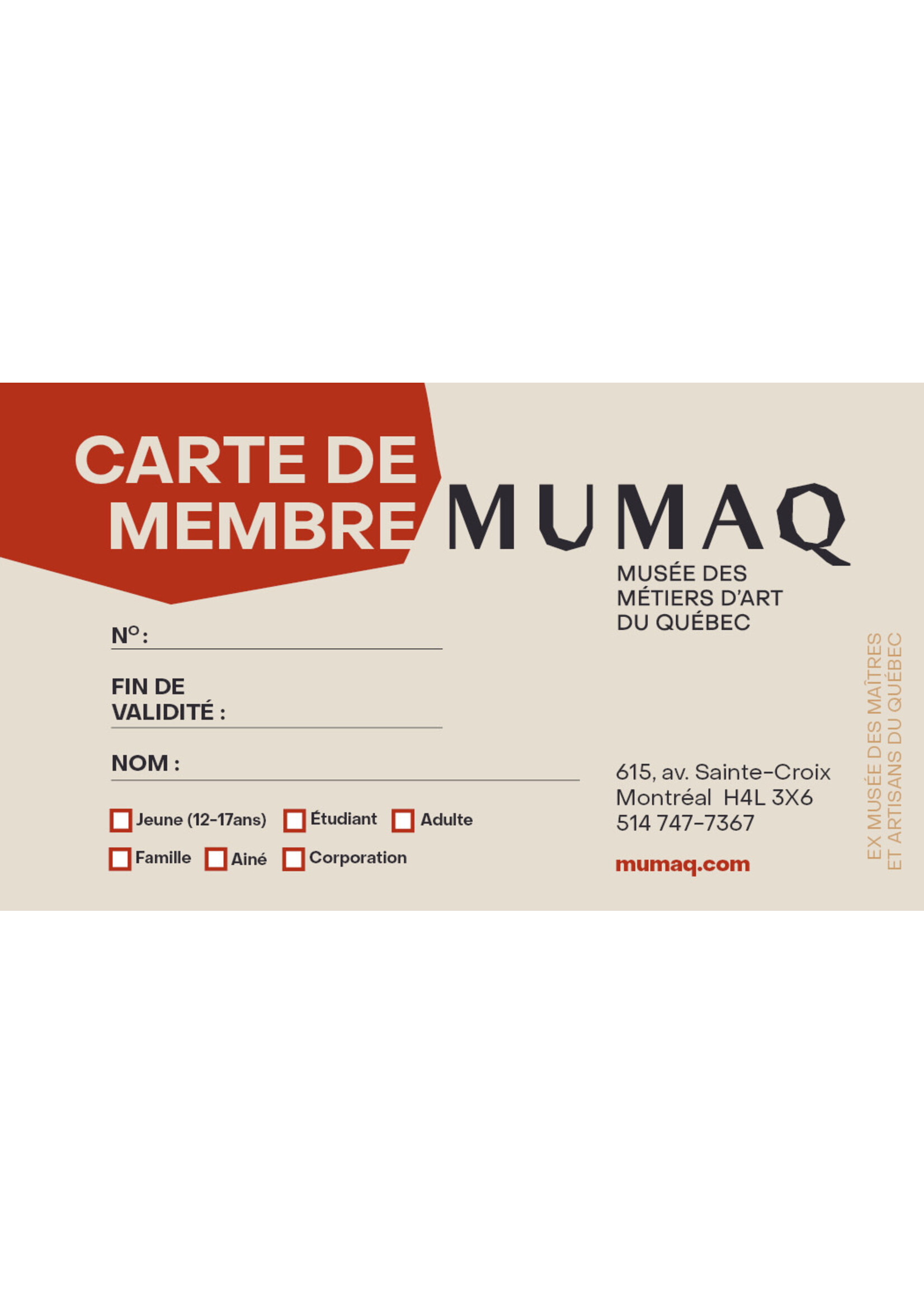 Carte membre MUMAQ