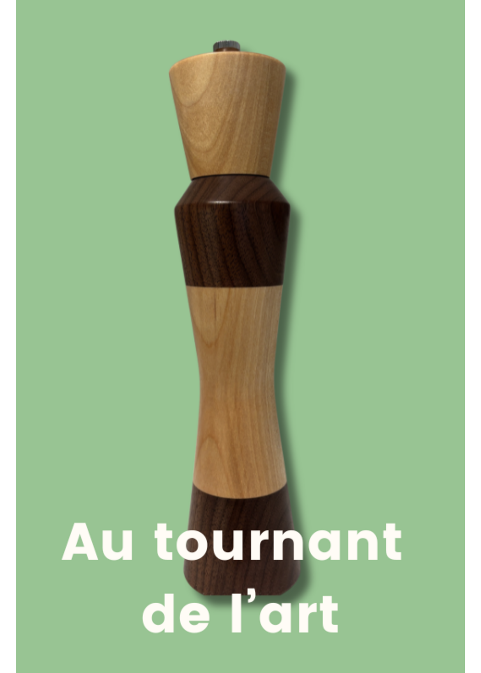 Au Tournant de l'Art - Richard Dupuis Salière 10 pouces - érable insertion noyer (horizontal)