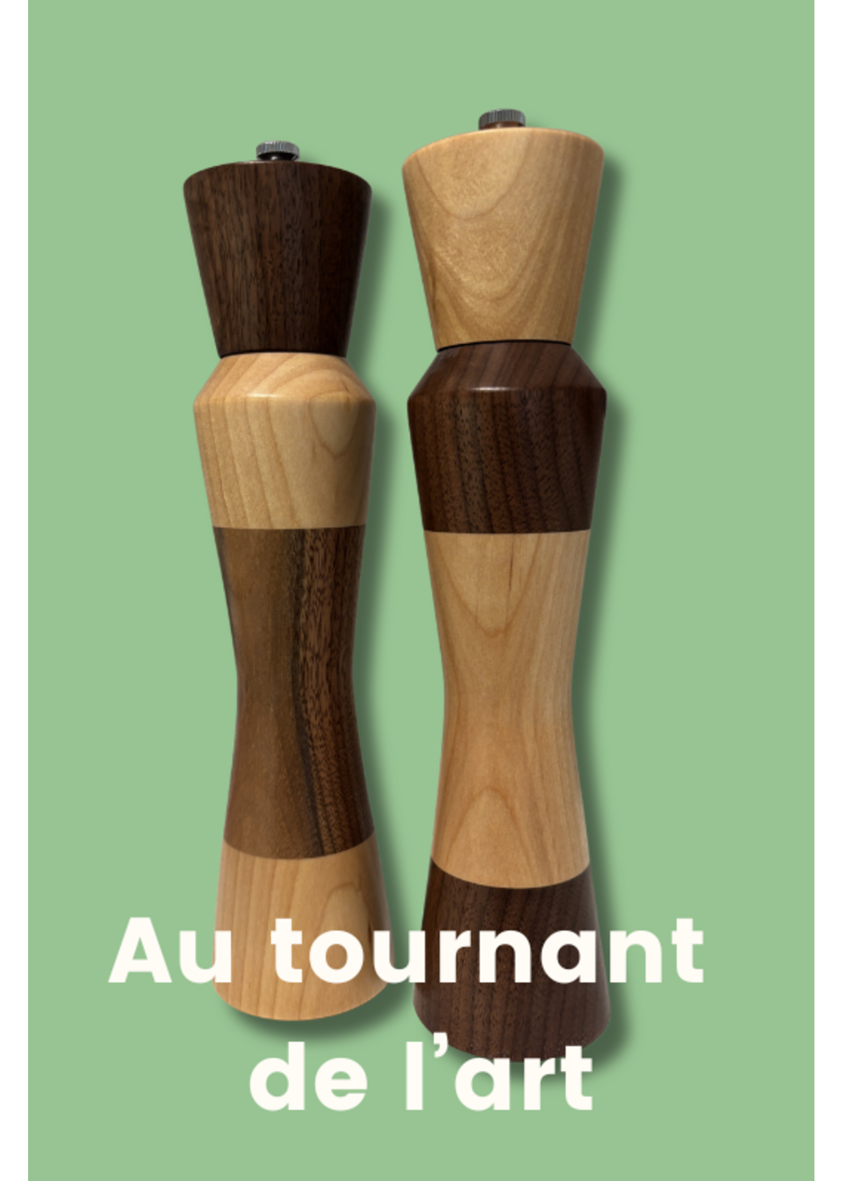 Au Tournant de l'Art - Richard Dupuis Salière 10 pouces - érable insertion noyer (horizontal)