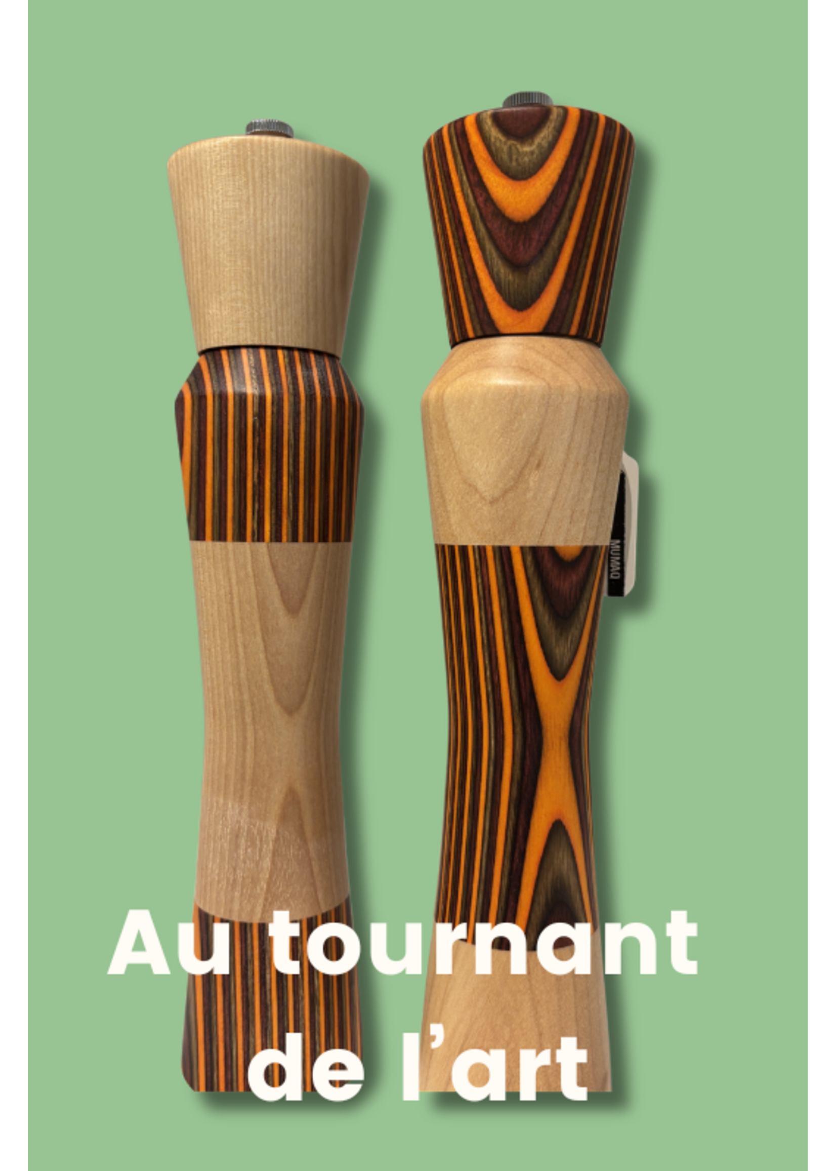 Au Tournant de l'Art - Richard Dupuis Salière 10 pouces - érable insertion laminé orange (horizontal)