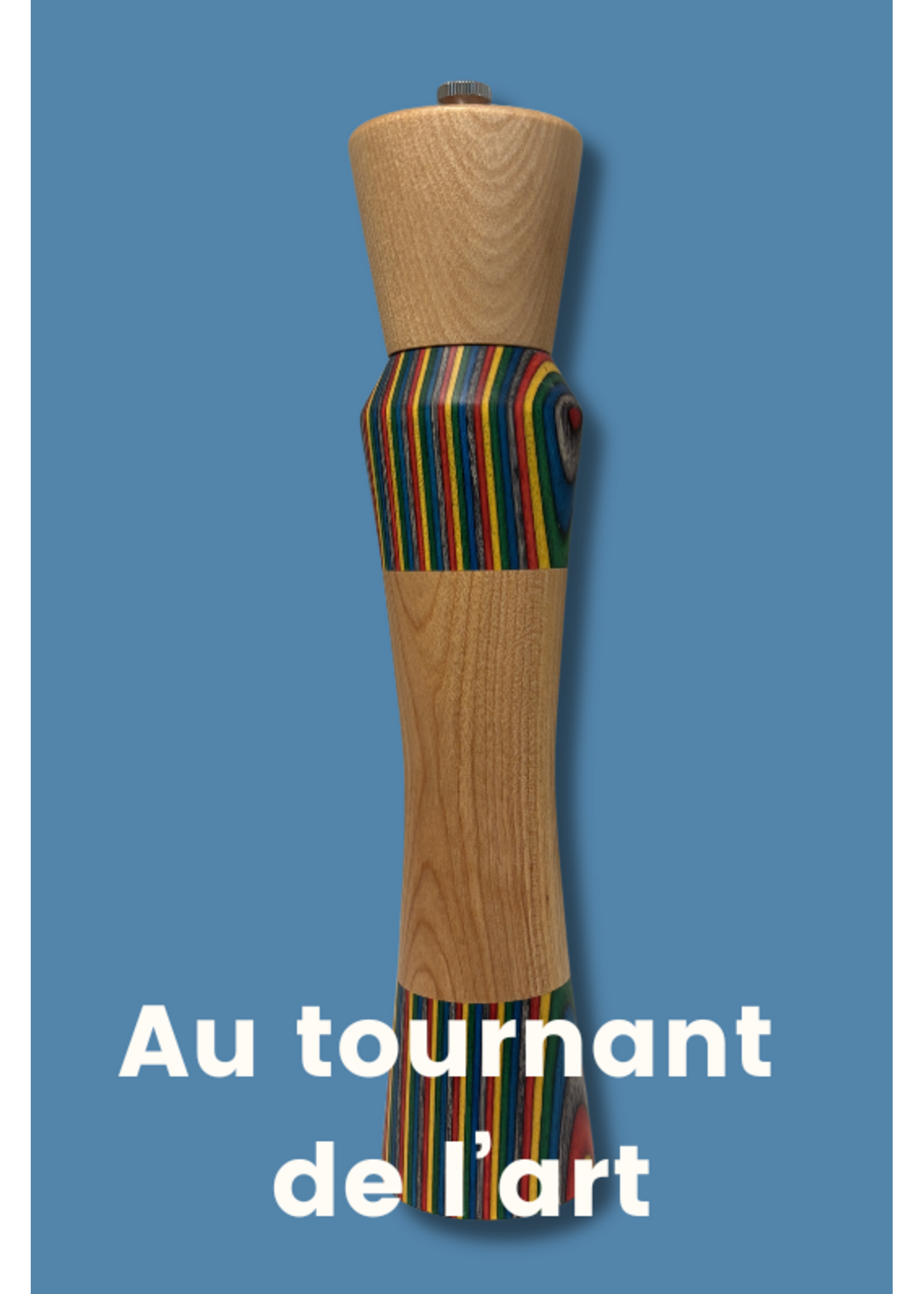 Au Tournant de l'Art - Richard Dupuis Salière 10 pouces - érable insertion laminé rouge (horizontal)