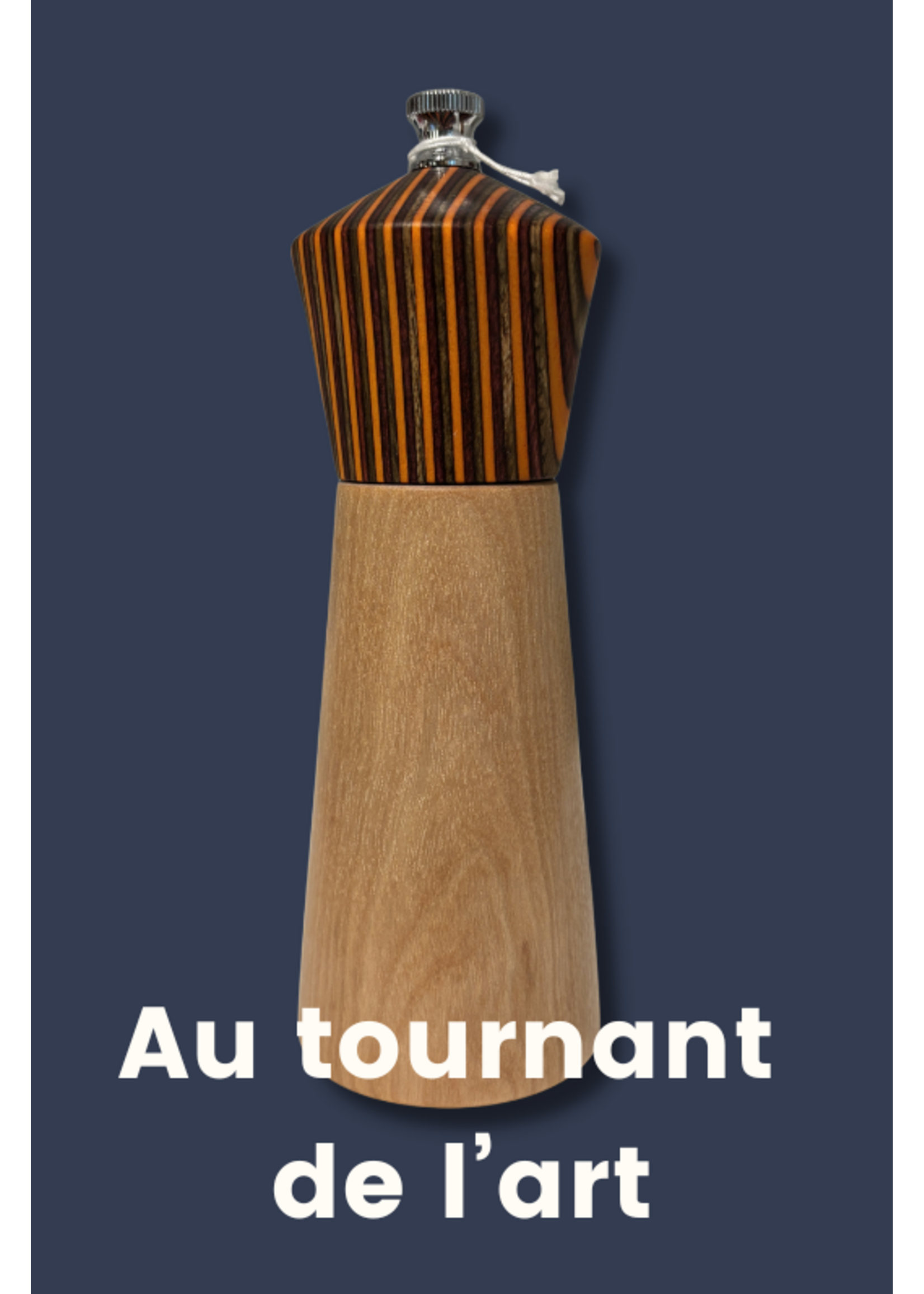 Au Tournant de l'Art - Richard Dupuis Salière 6 pouces - érable et tête orange carrée