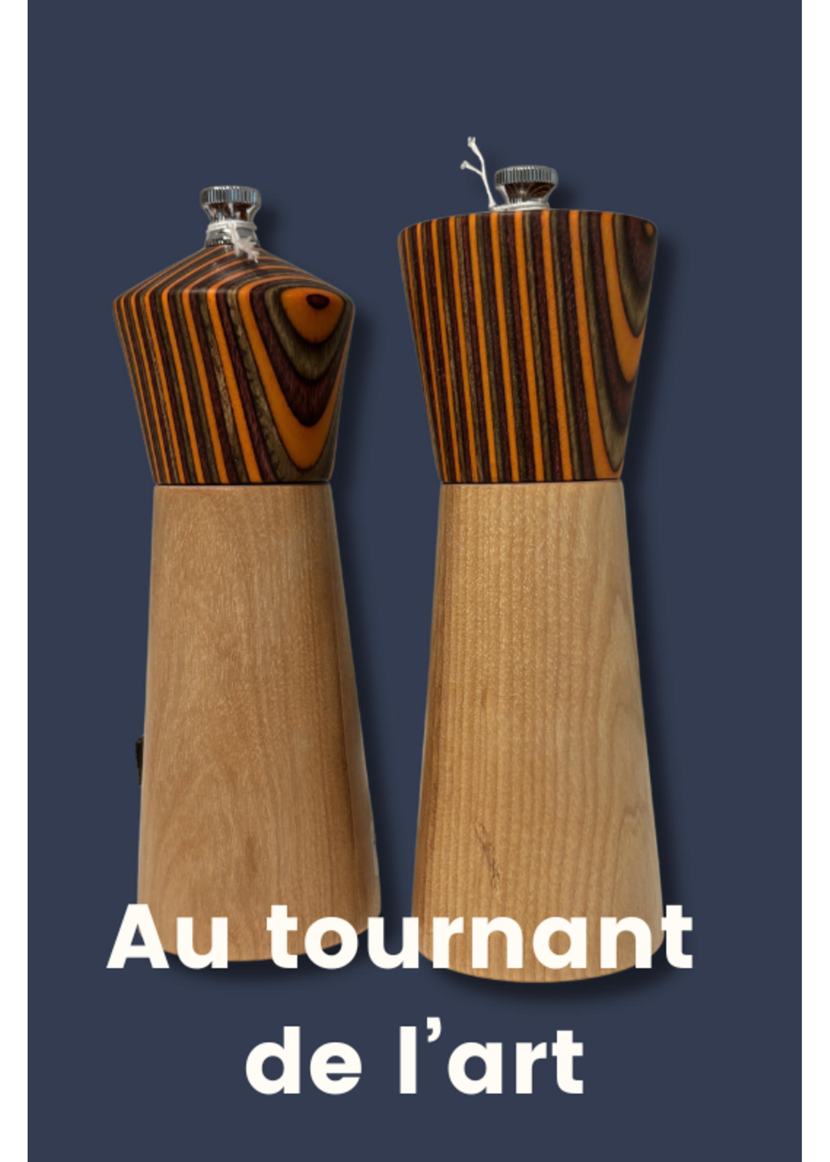 Au Tournant de l'Art - Richard Dupuis Salière 6 pouces - érable et tête orange carrée