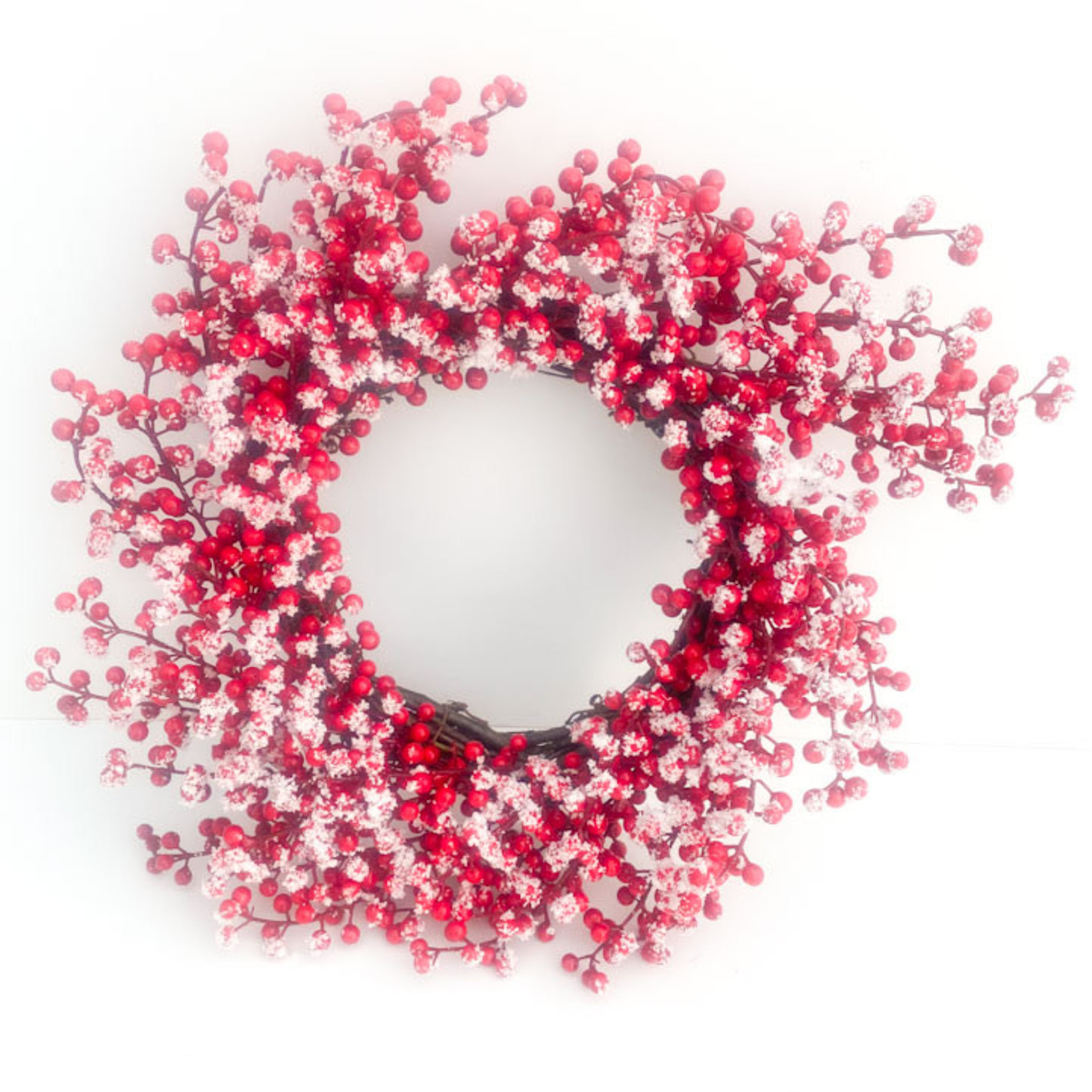 Wreath - red faux berry with snow