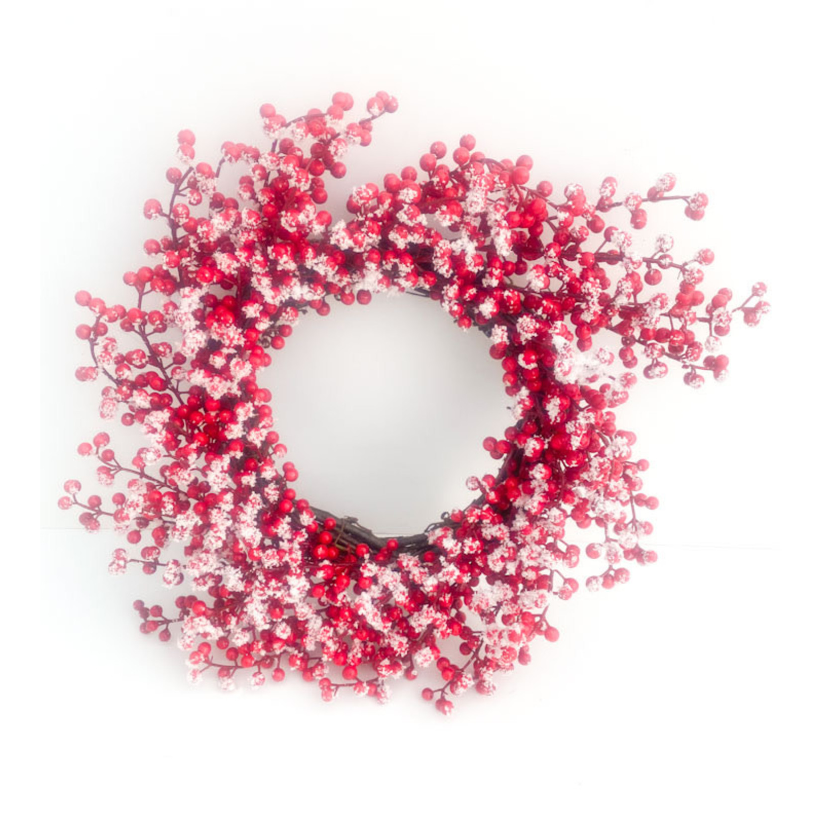 Wreath - red faux berry with snow