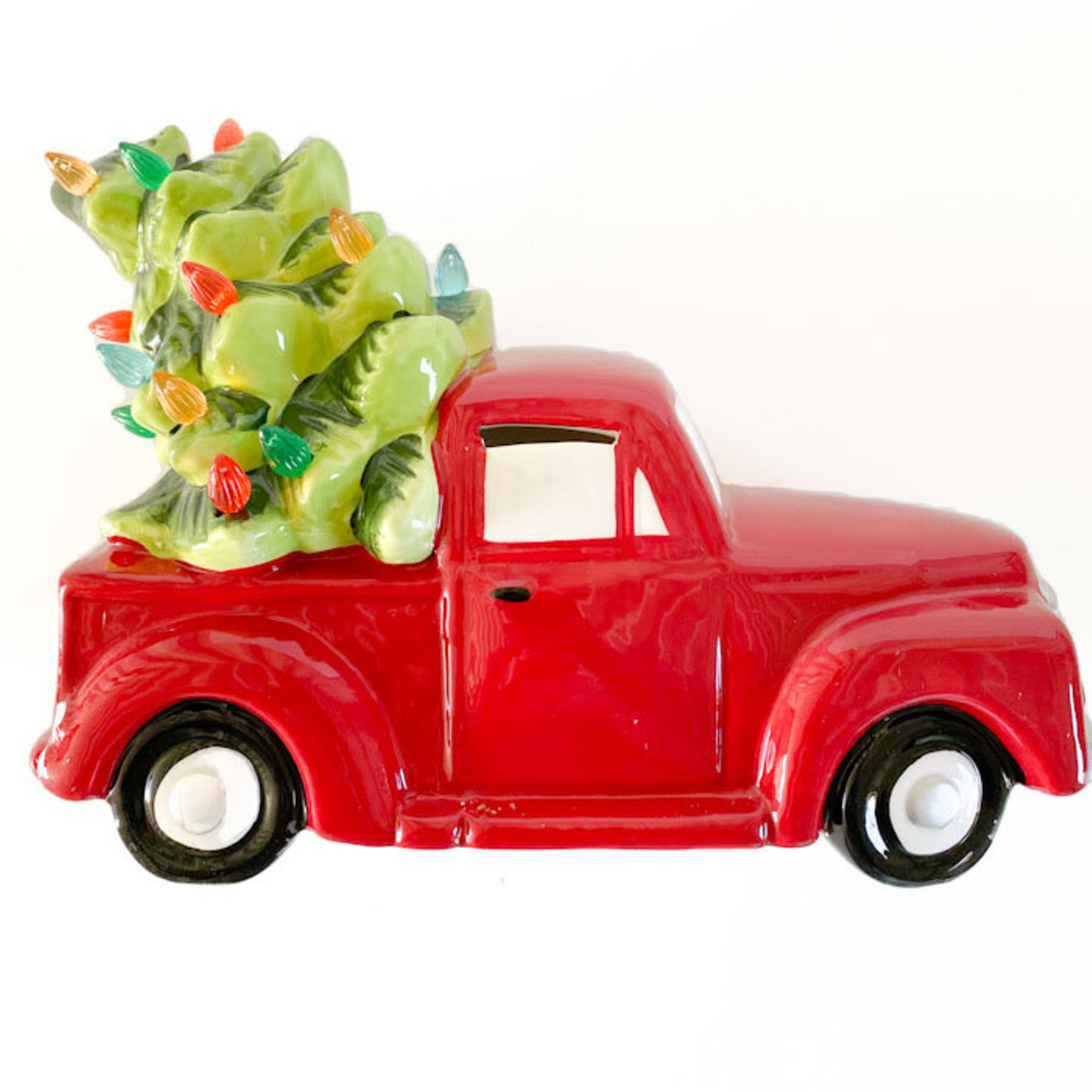 LED Red Truck with Green Tree - 12"
