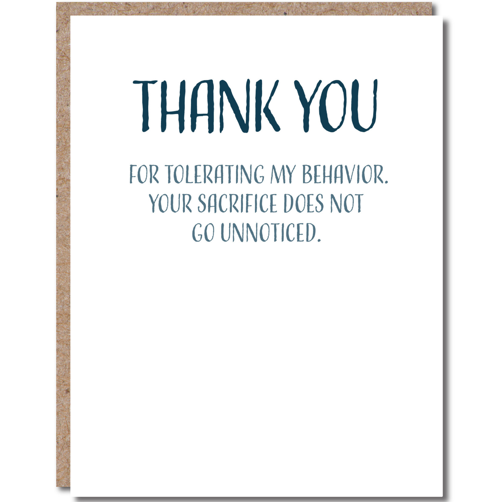 Thank You Card - For Tolerating