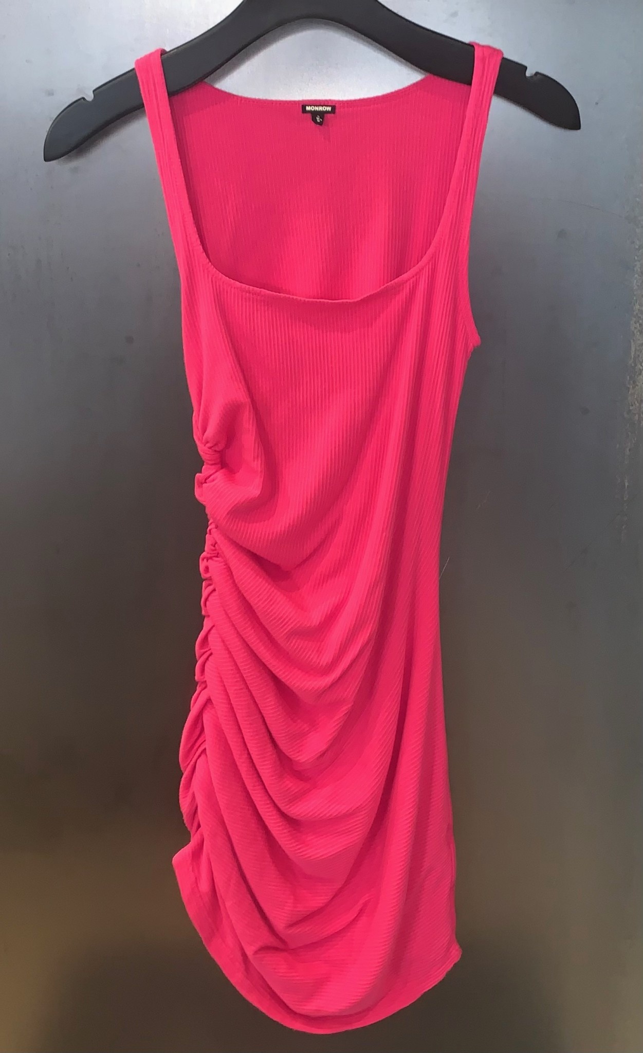 pink rib square neck active dress Dusty Pink KarenMillen Compact Stretch Square Neck Knitted Flippy Dress