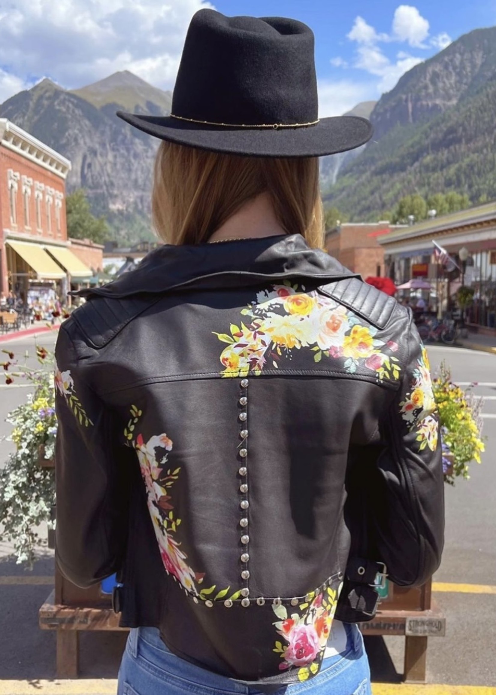 Jakett Jakett Harley Floral Burnished Leather Jacket