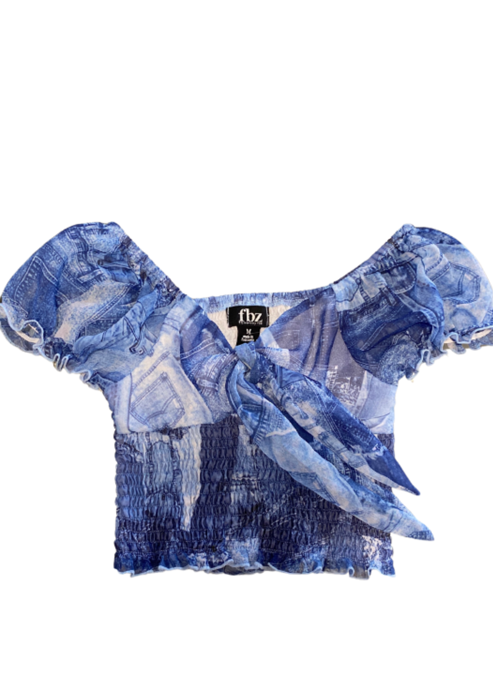 Flowers by Zoe FBZ Denim Chiffon Top