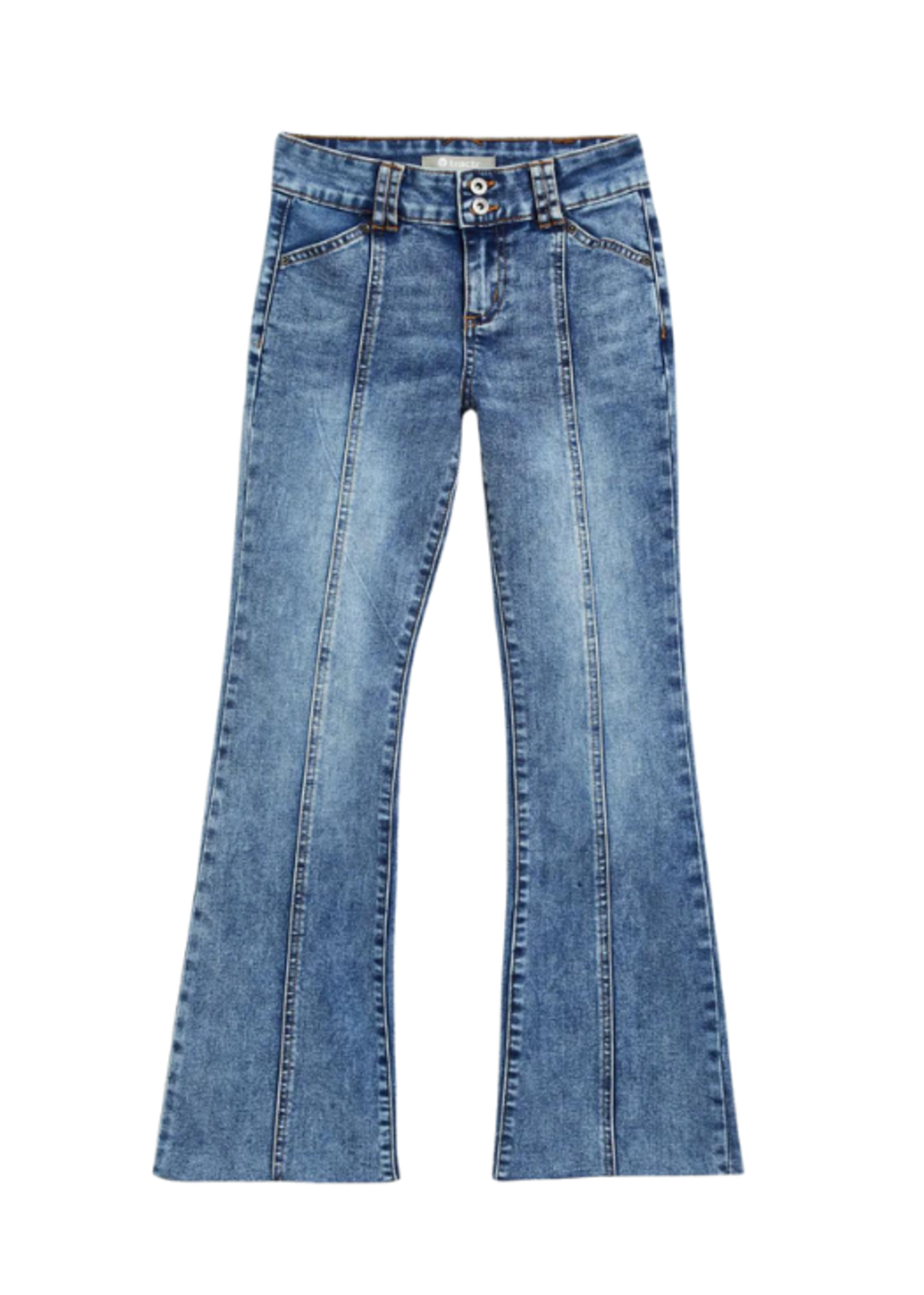 Tractr Tractr Mid Rise Front Seam Flare Jean