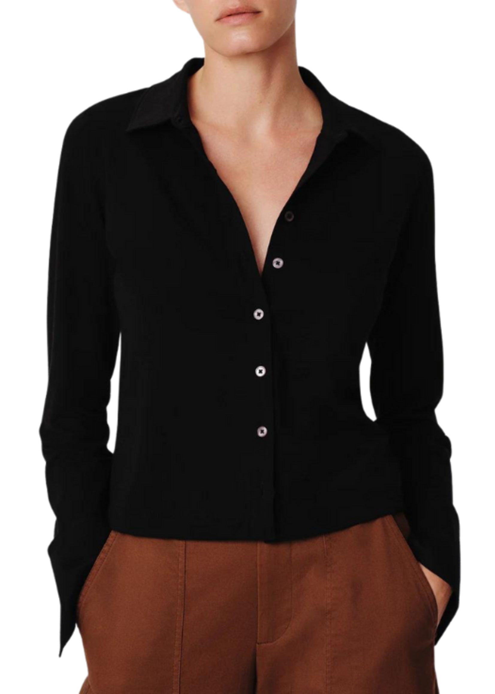 ATM ATM Matte Jersey Button Front Top