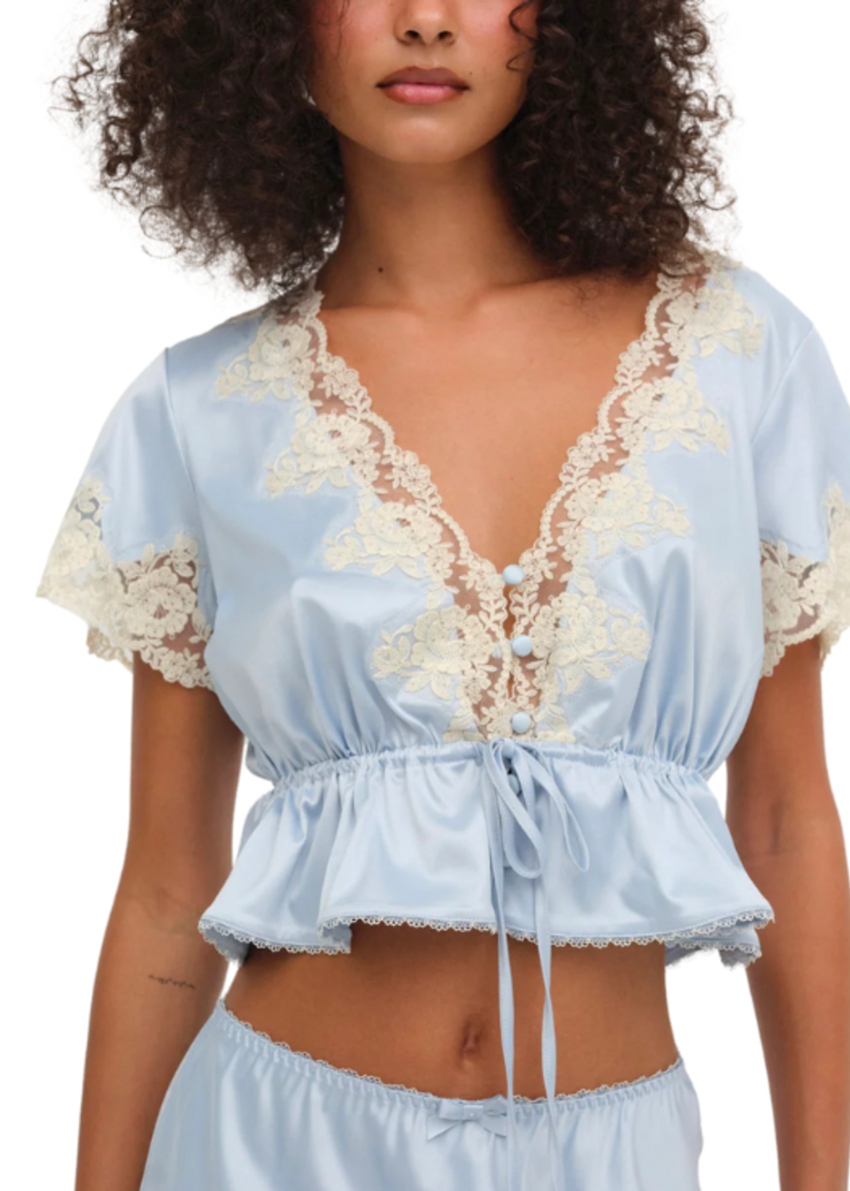 For Love & Lemons FLL Satin Crop Top