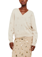 Brodie Cashmere Brodie Embroidery Palm V-Neck