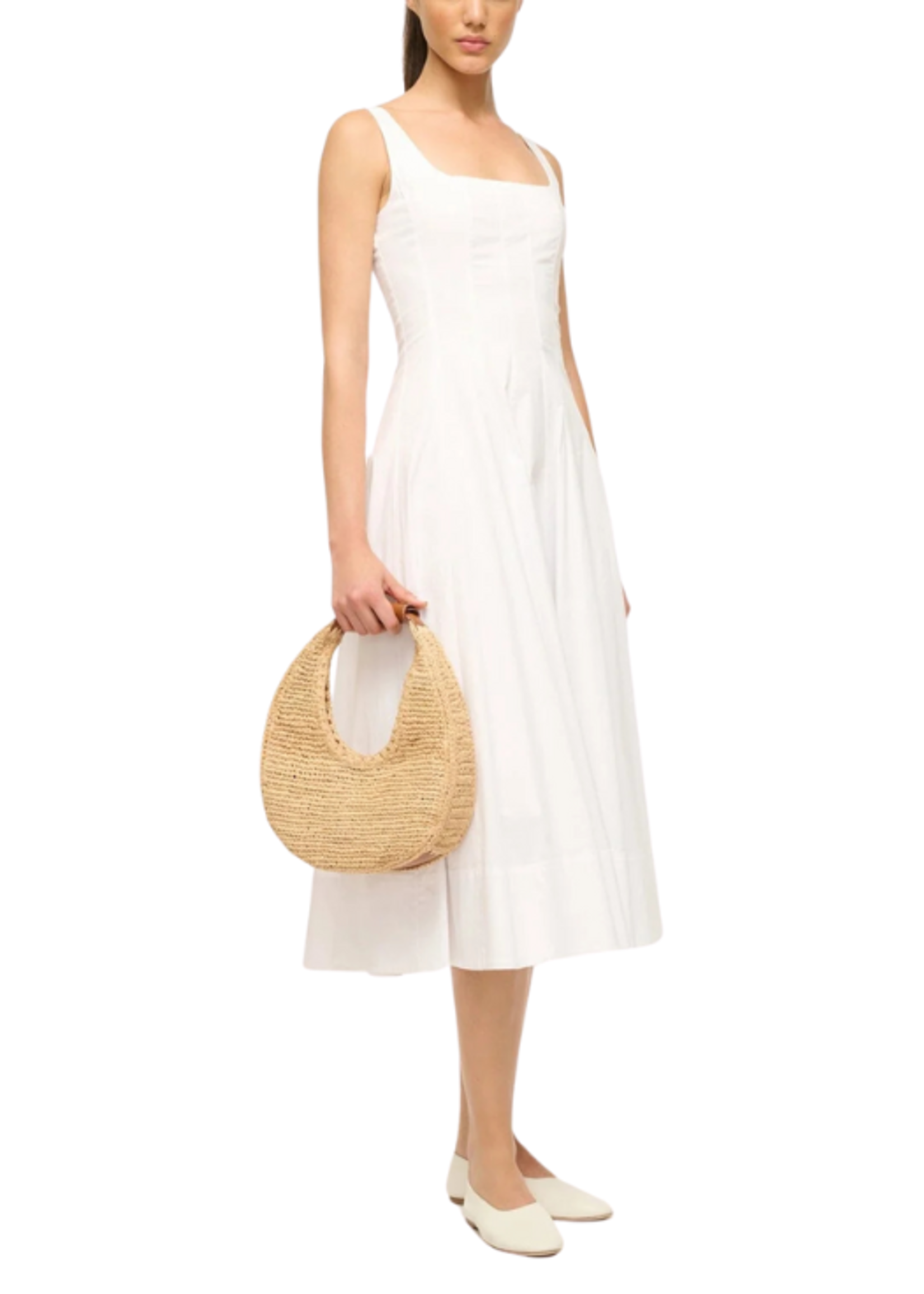 STAUD Staud Moon Raffia Tote Bag