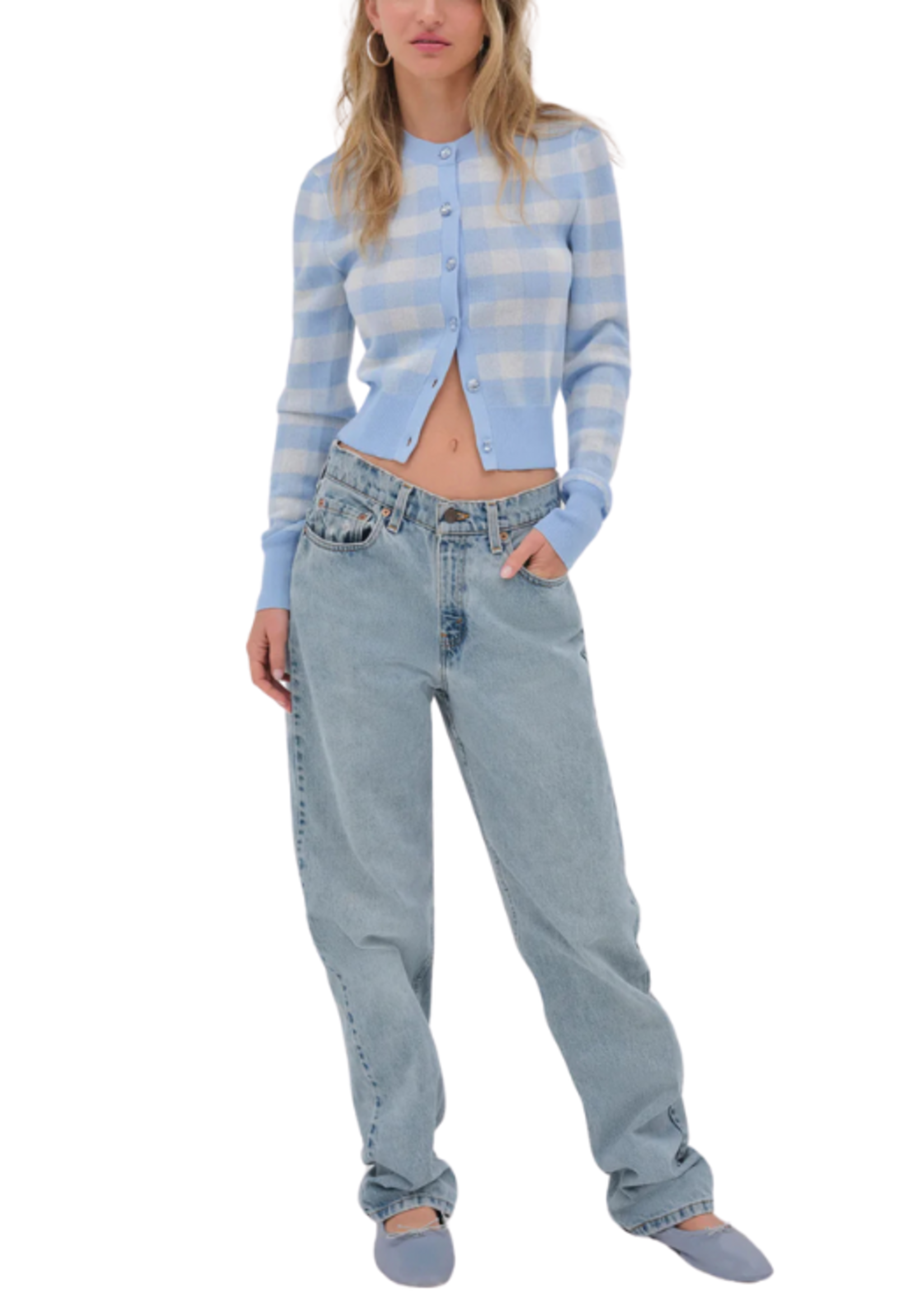 For Love & Lemons FLL Gingham Knit Cardigan