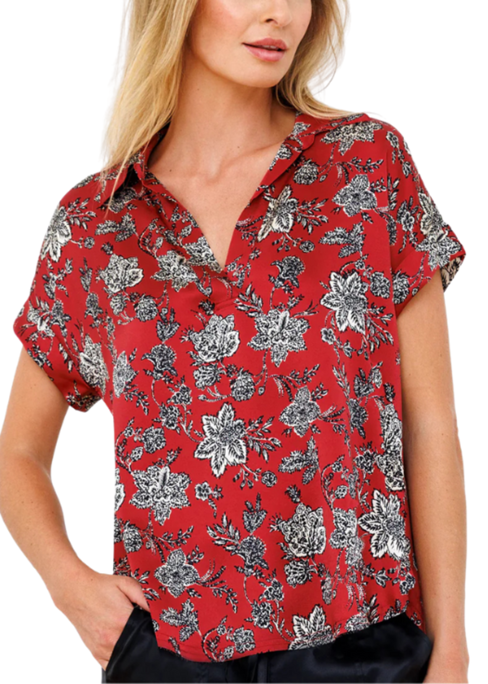 Go Silk Go Silk Printed Polo Top