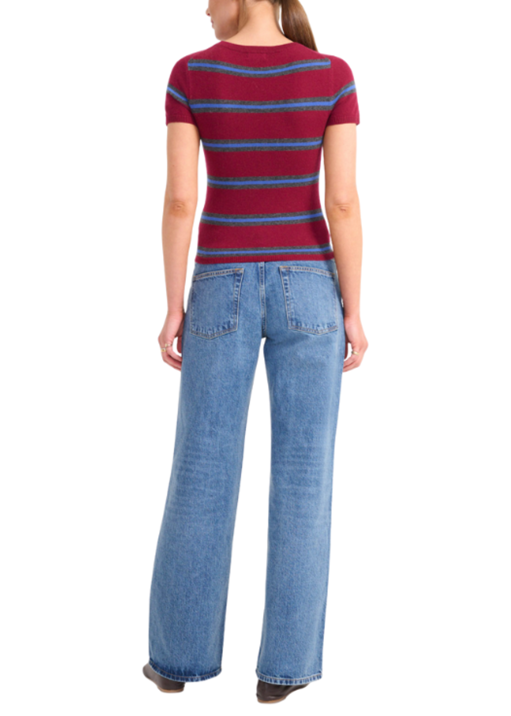 STAUD Staud Easy Stripe Cashmere Tee