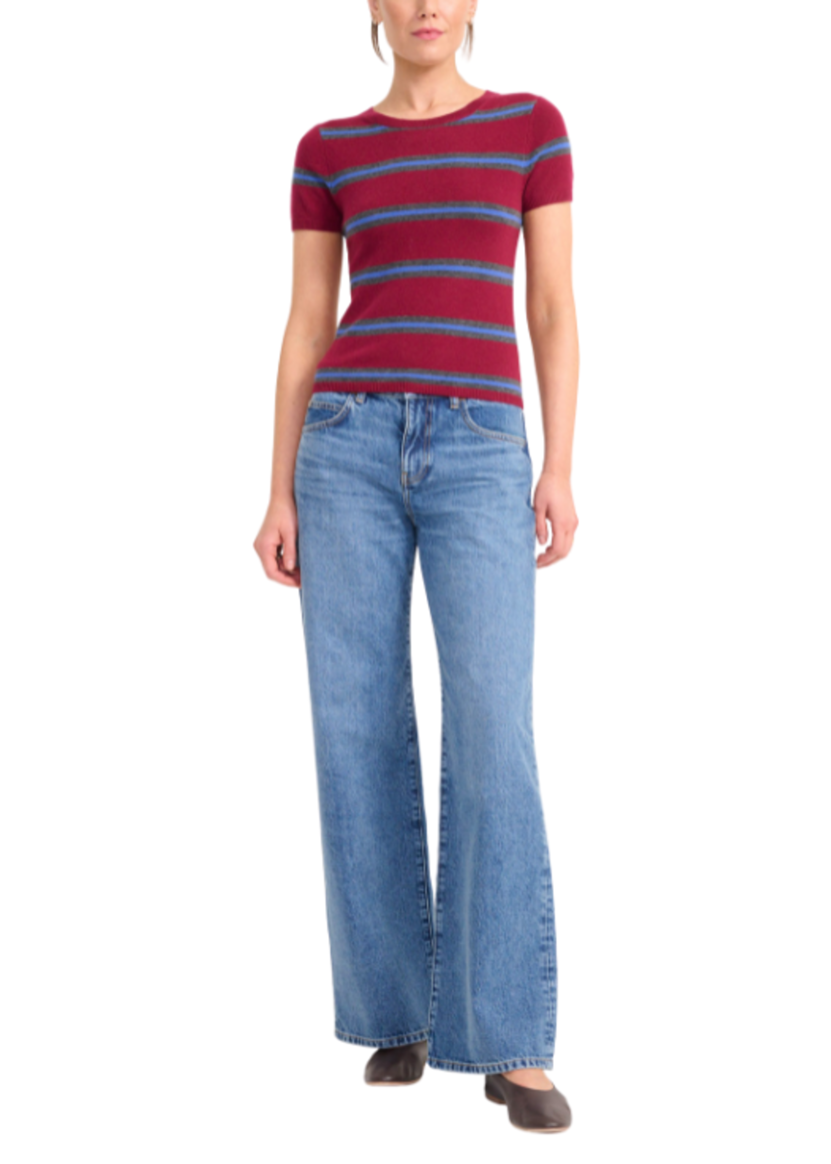 STAUD Staud Easy Stripe Cashmere Tee
