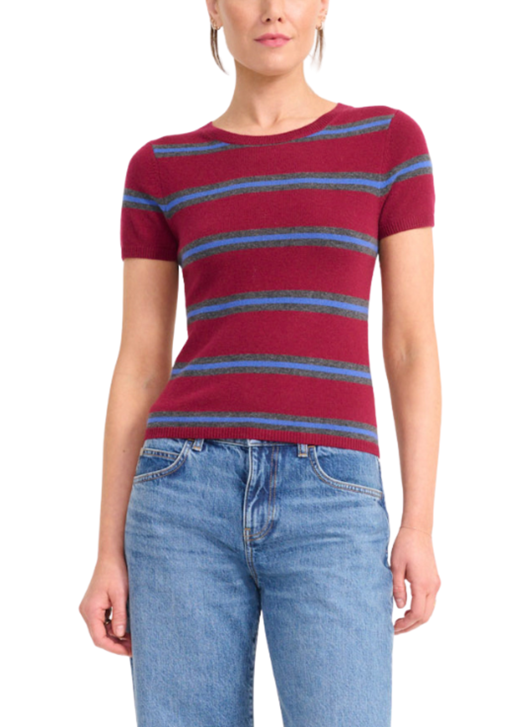STAUD Staud Easy Stripe Cashmere Tee