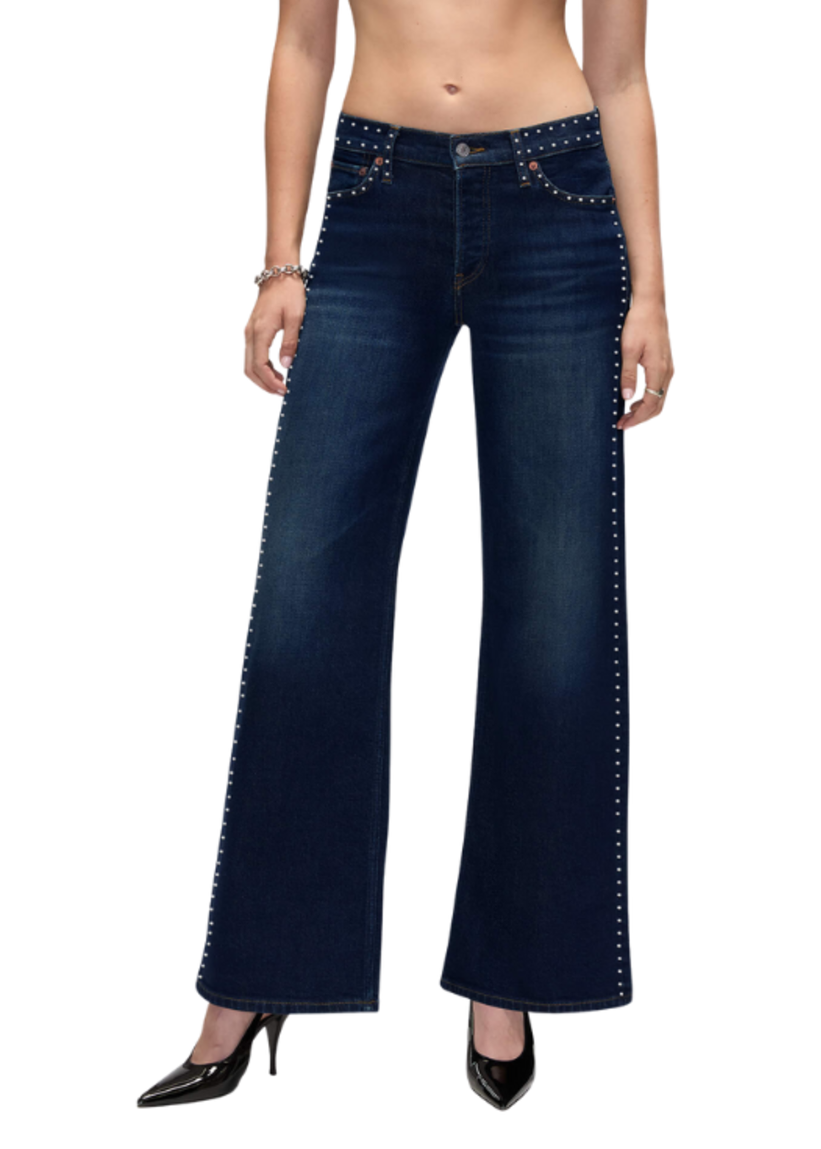 Re/Done Re/Done Mid Rise Studded  Jean
