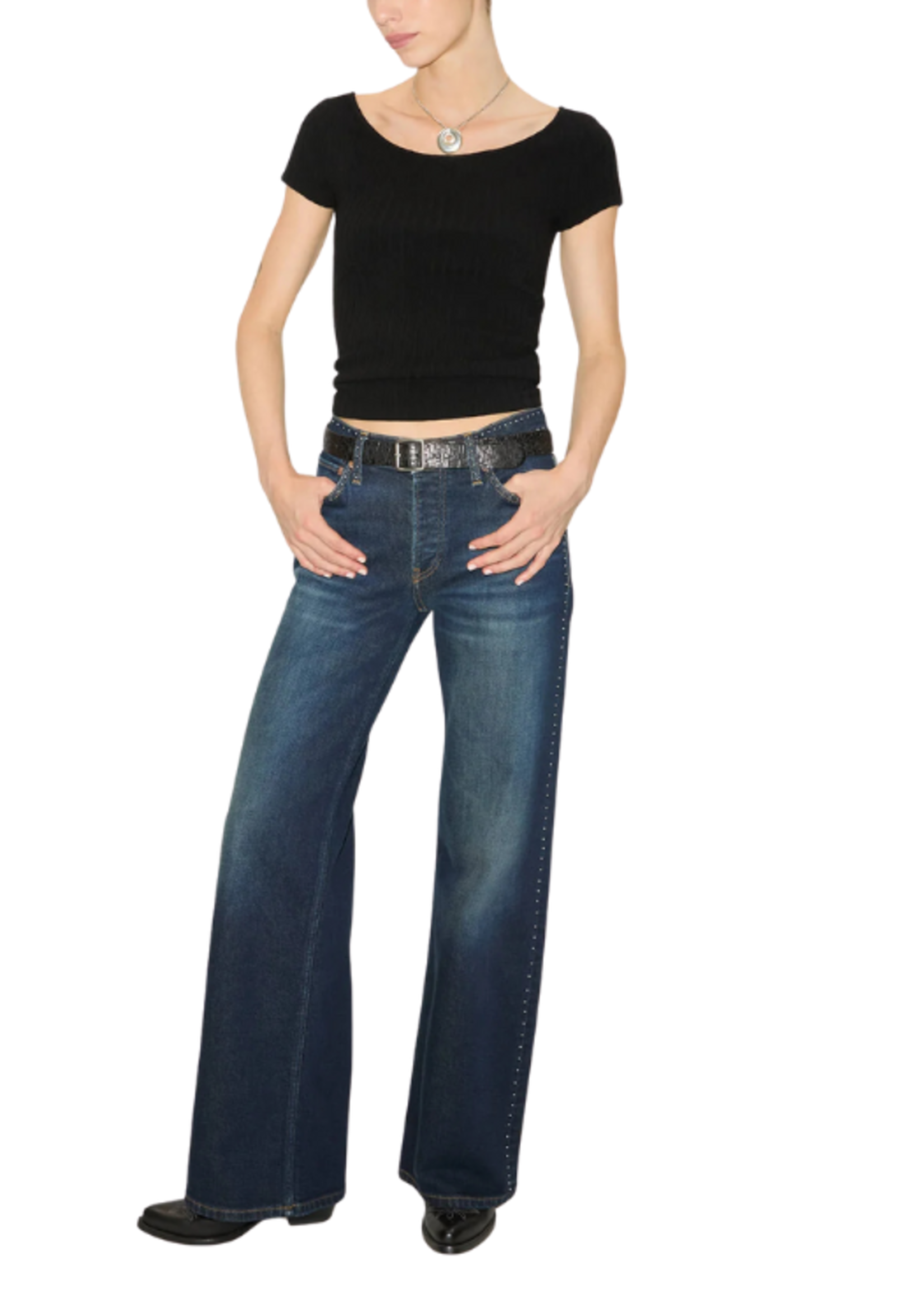 Re/Done Re/Done Mid Rise Studded  Jean