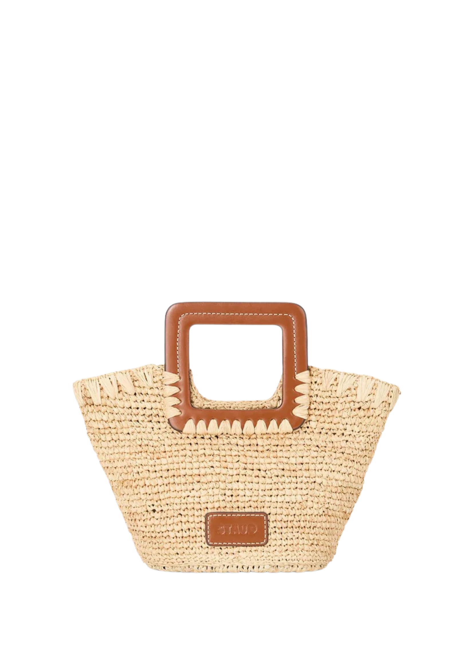 STAUD Staud Shirley Raffia Mini Bucket Bag