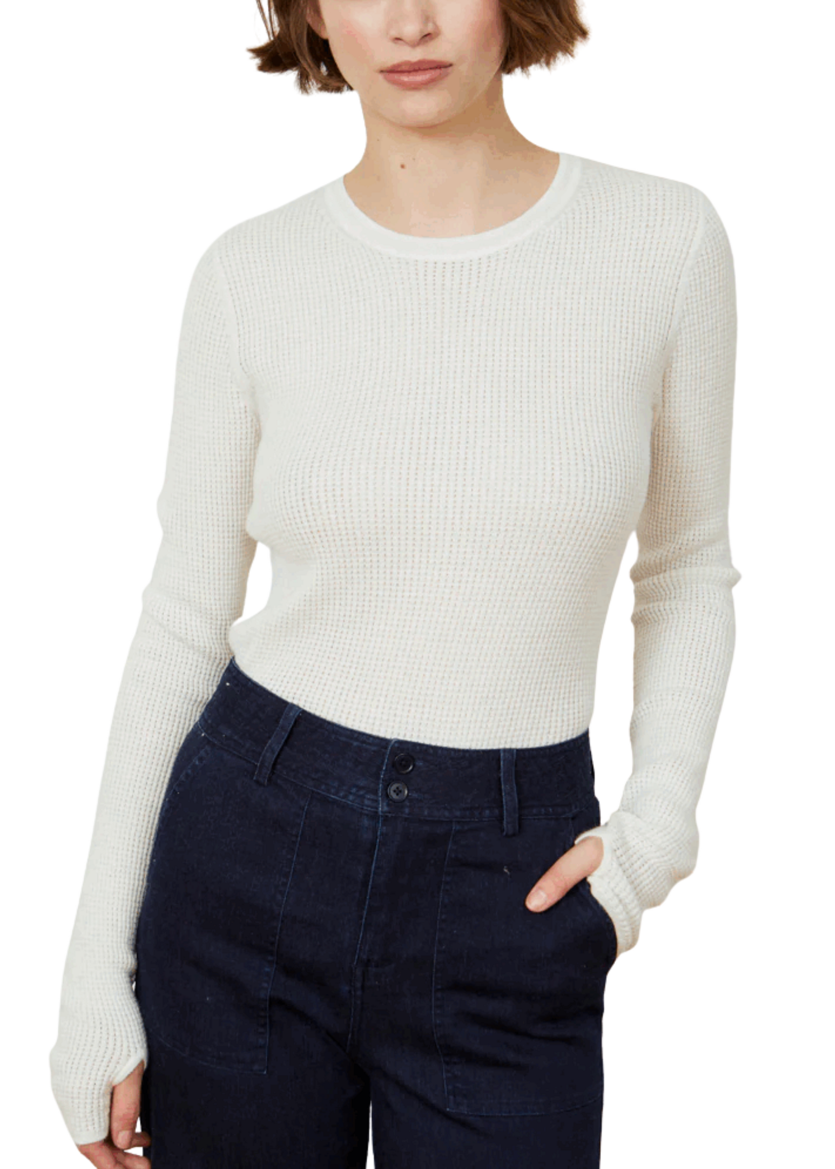 Margaret O'Leary MOL Shirttail Waffle Crew