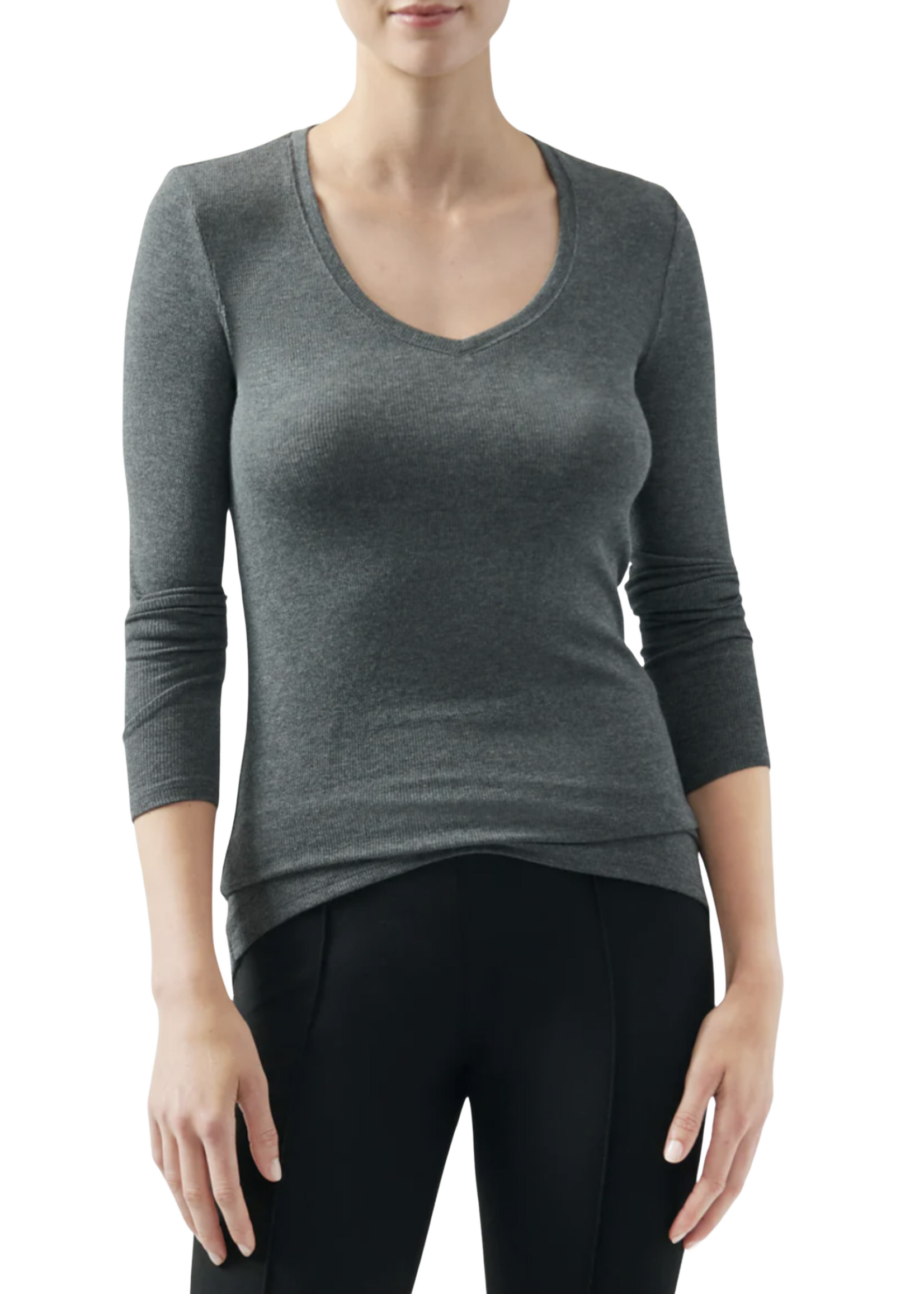 ATM ATM Modal Rib L/S V-Neck Tee