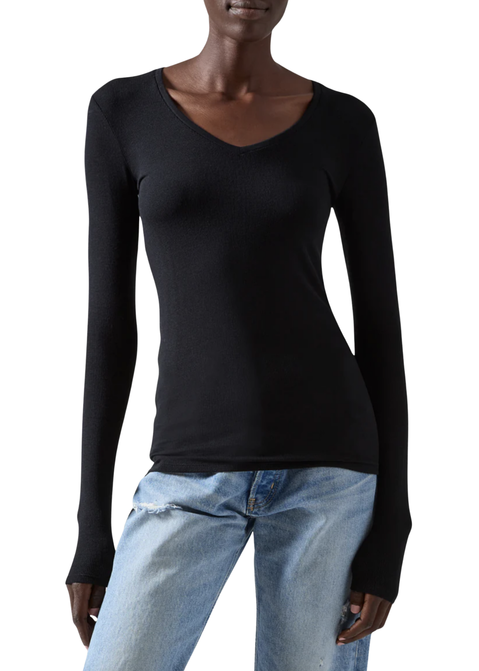 ATM ATM Modal Rib L/S V-Neck Tee