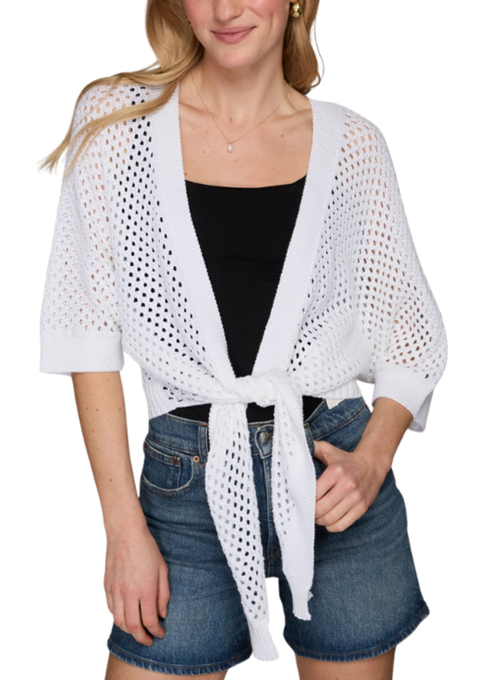 Autumn Cashmere Adult Autumn Cashmere Mesh Tie Front Cardigan